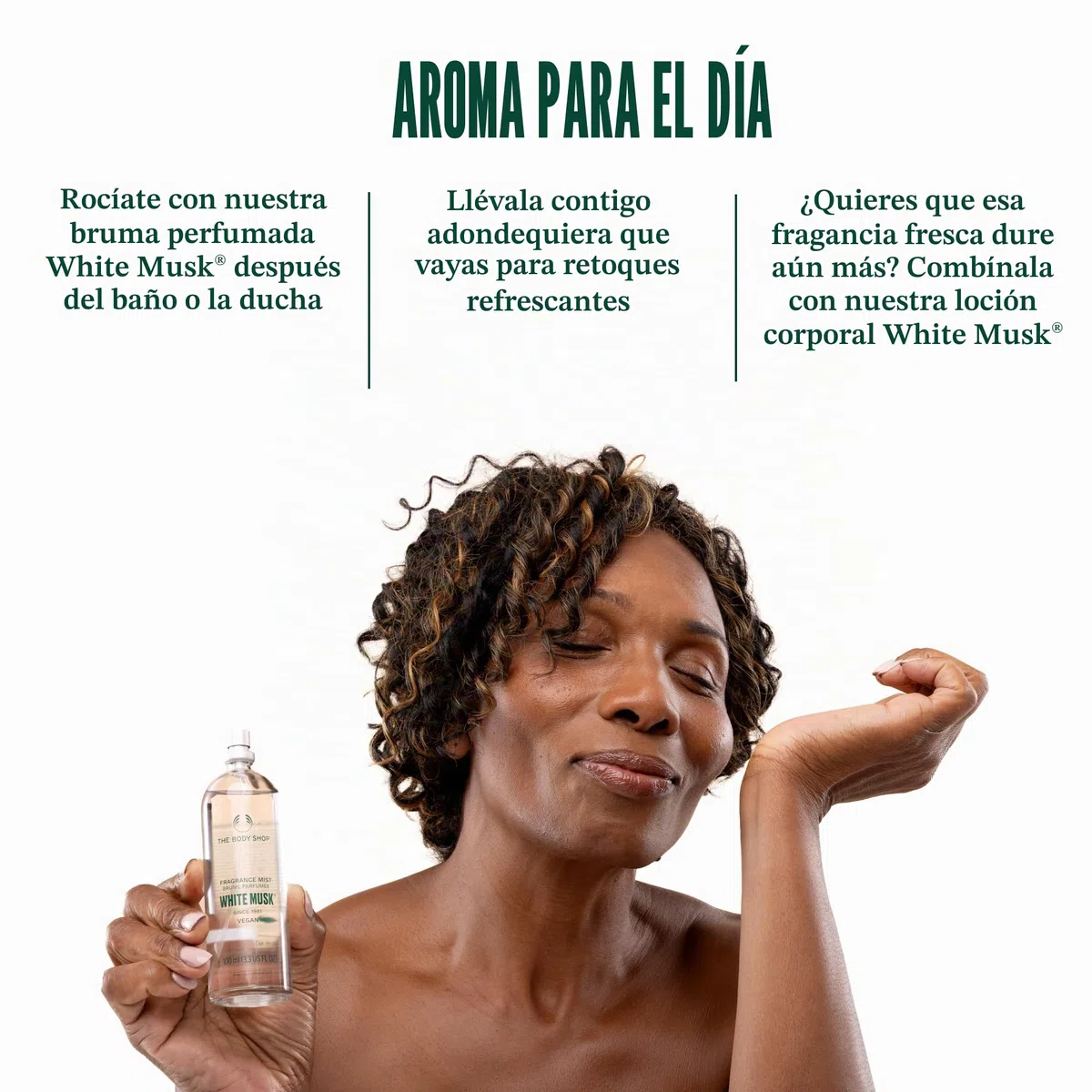 THE BODY SHOP White Musk Fragancia Niebla vegana aroma floral de almizcle