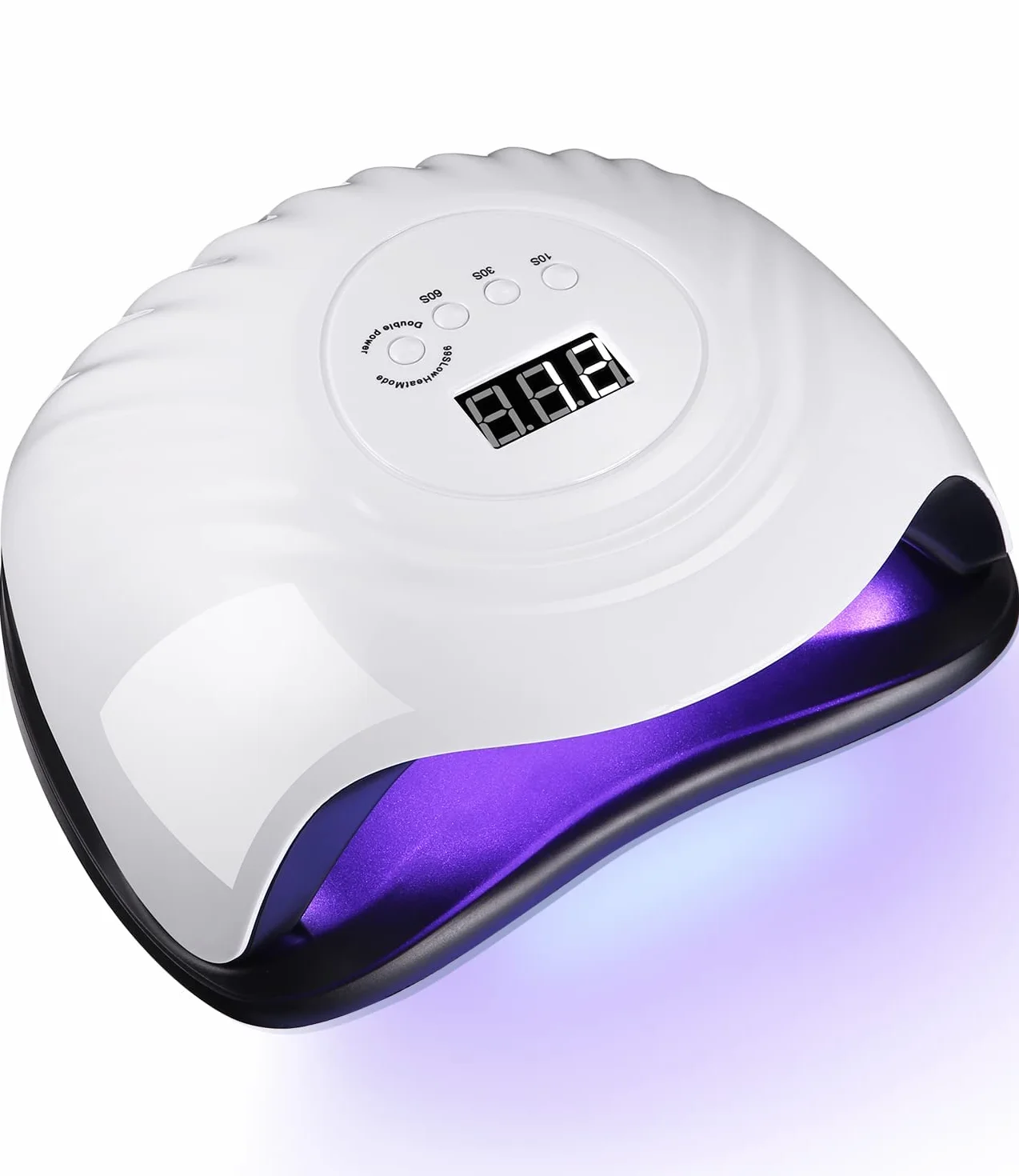 Lámpara UV de secado rápido (168 W, lámpara de uñas profesional, secado rápido, 4 temporizadores de 10/30/60s/99,36 LEDs, gran pantalla LCD extraíble (Classic-White)