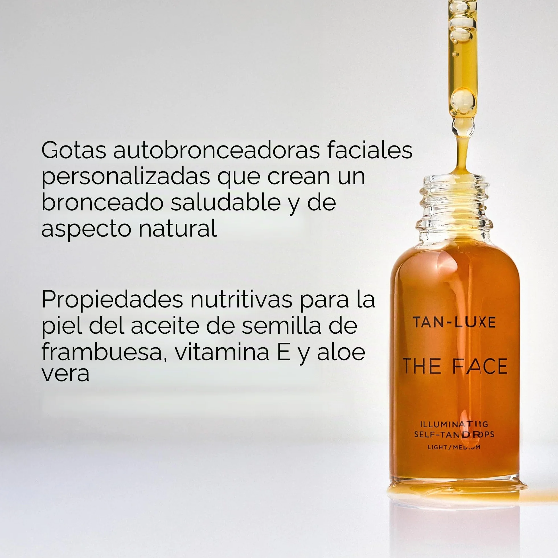 Gotas autobronceadoras The Face de Tan Luxe, tamaño mediano (30 ml), añade gotas bronceadoras al cuidado de la piel para lograr un bronceado facial personalizado, sin crueldad animal y vegano