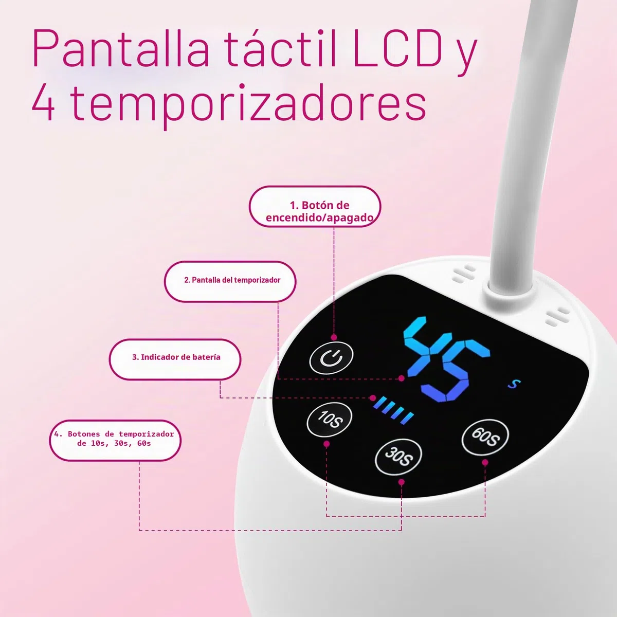 CGBE Mini Lámpara UV Uñas con Sensor Automático Inteligente y Pantalla LCD, 12 Perlas LED Mini Lámpara de Uñas con 4 Modos de Temporizador, 36W Portátil Secador de Uñas Adecuado para Salón y Hogar