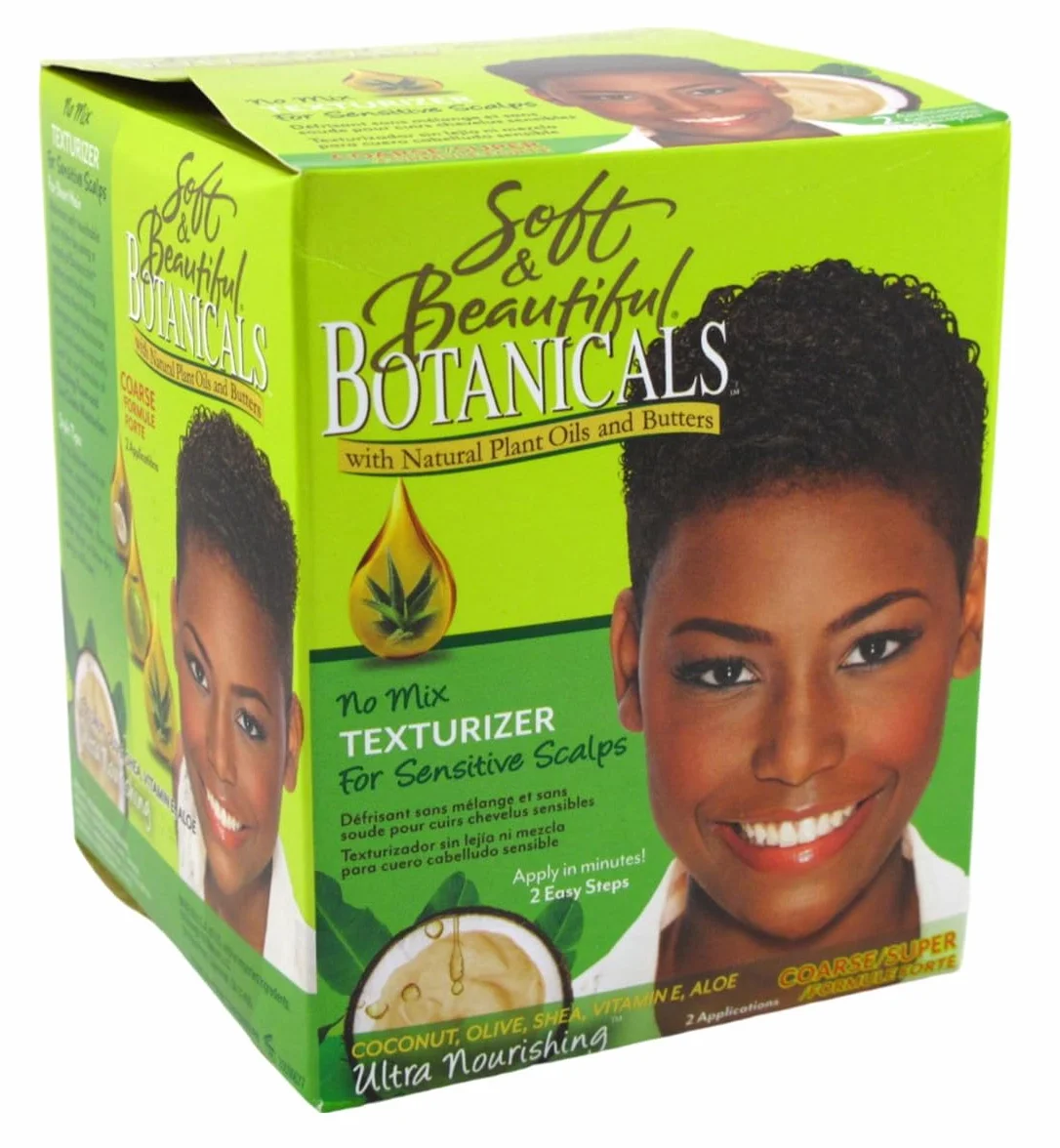 Texturizador de extractos naturales, sin mezclas, para cueros cabelludos sensibles y ásperos de Soft & Beautiful, 2 aplicaciones