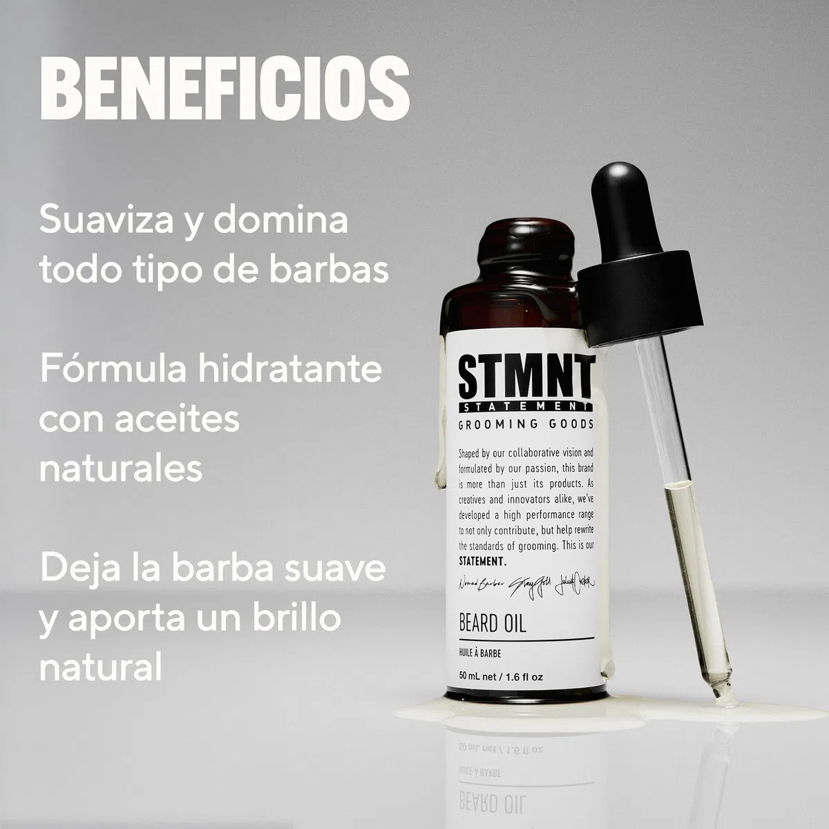 STMNT STATEMENT GROOMING GOODS Beard Oil - Aceite Barba Hombre - Hidratante - Natural - Cítricos y Madera 50 ml