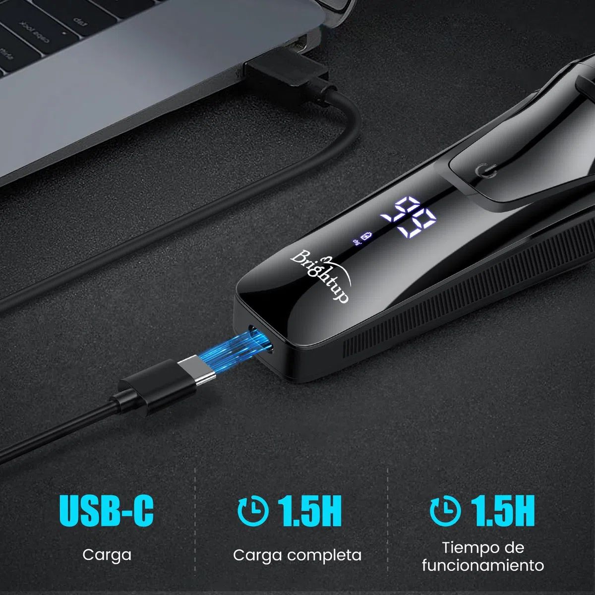Brightup Maquinilla de Afeitar Hombre con Cabezal Flotante 4D, Afeitadora Eléctrica en Húmedo y Seco para Hombres, Recortador de Barba Impermeable IPX6, Carga USB-C y Recorte Emergente