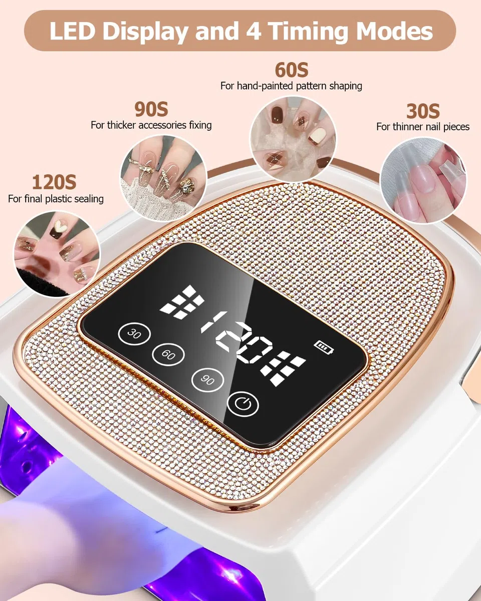 Lampara UV Led Uñas,Secador de Uñas,Lampara Uñas Gel,lampara uñas semipermanentes con 4 Temporizador,Con Pantalla LCD y Sensor Automático,Para Manicura Pedicure Nail Art en el Hogar