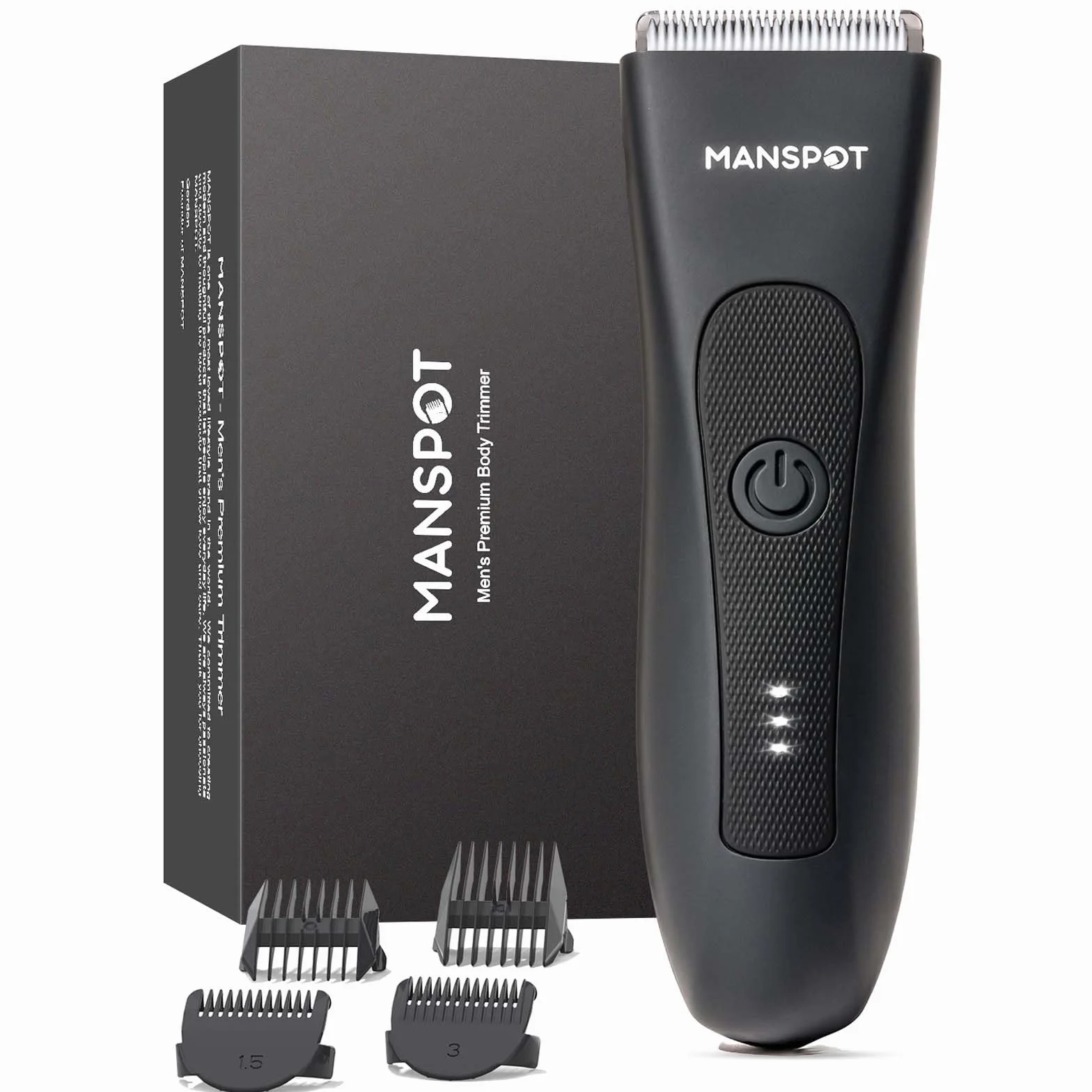 MANSPOT Afeitadora Corporal Masculina, Depiladora Corporal Hombre con Cuchilla de Cerámica Desmontable, IPX7 Resistente al Agua, Seco y Húmedo, para Axilas, Pecho, Piernas y Genitales