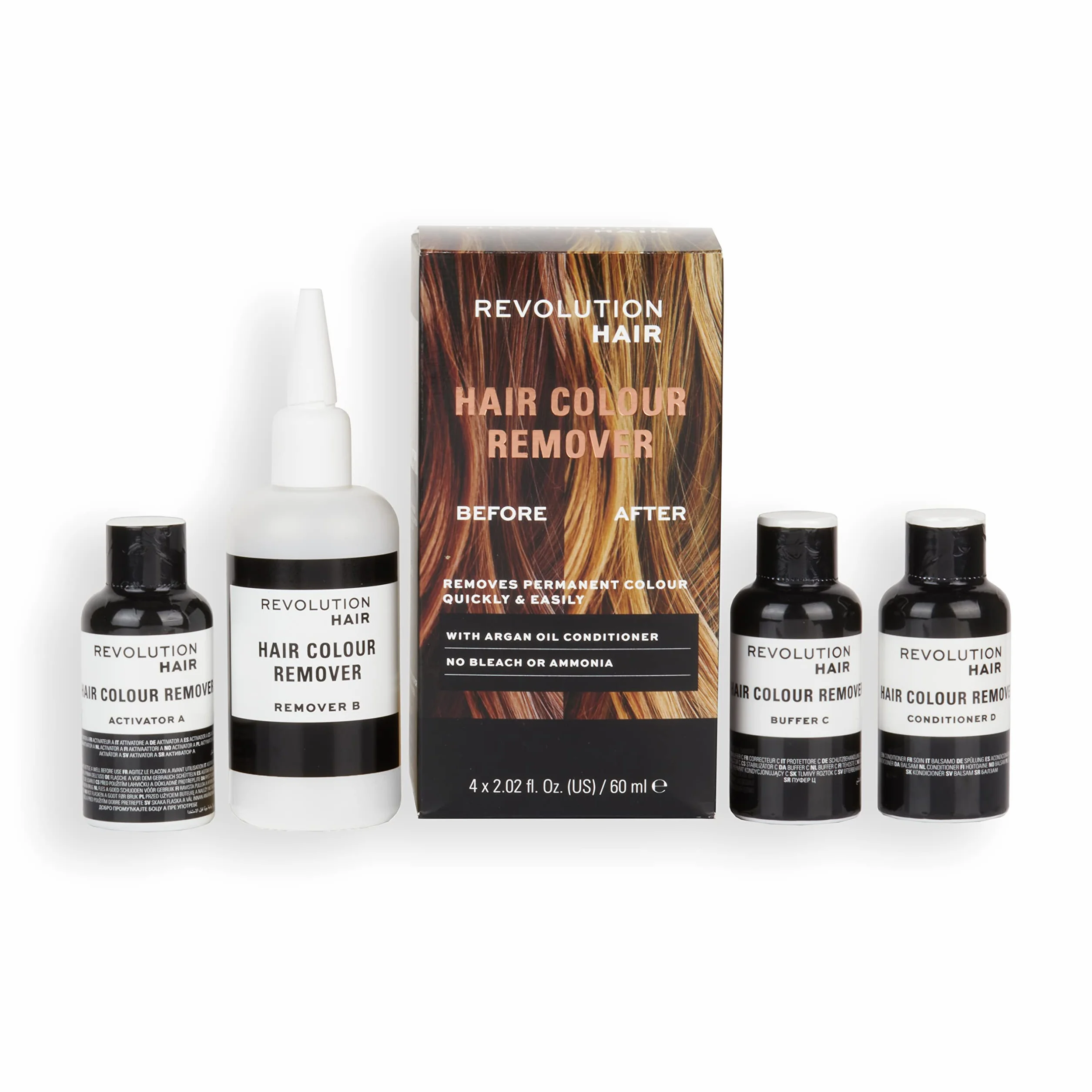 Revolution Haircare London, Hair Color Remover, Décoloration, 4 x 60ml