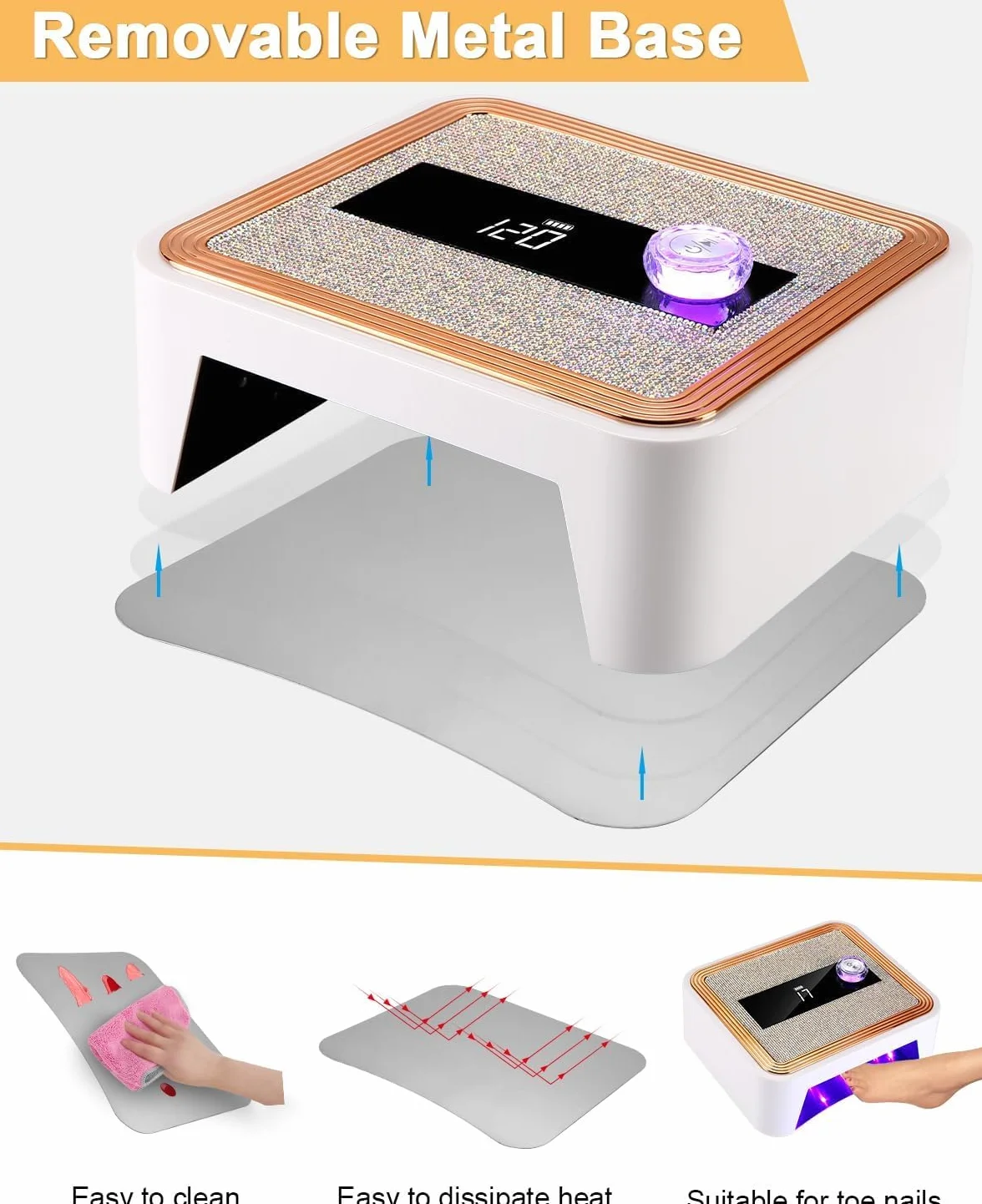 jutyum Lámpara UV para uñas de gel, lámpara de uñas inalámbrica con 2000 mAh, lámpara LED con sensor y temporizador continuo de 120 segundos, lámpara UV para uñas de gel, arte de uñas, diseño de uñas