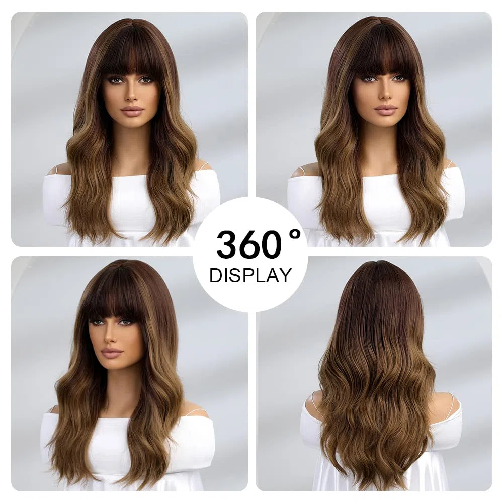 20 Pulgadas De Largo Natural Rizado Negro Ombre Pelucas Marrones Para Las Mujeres De Pelo Sintético Natural Resistente Al Calor De Fiesta Diaria Cosplay Desgaste