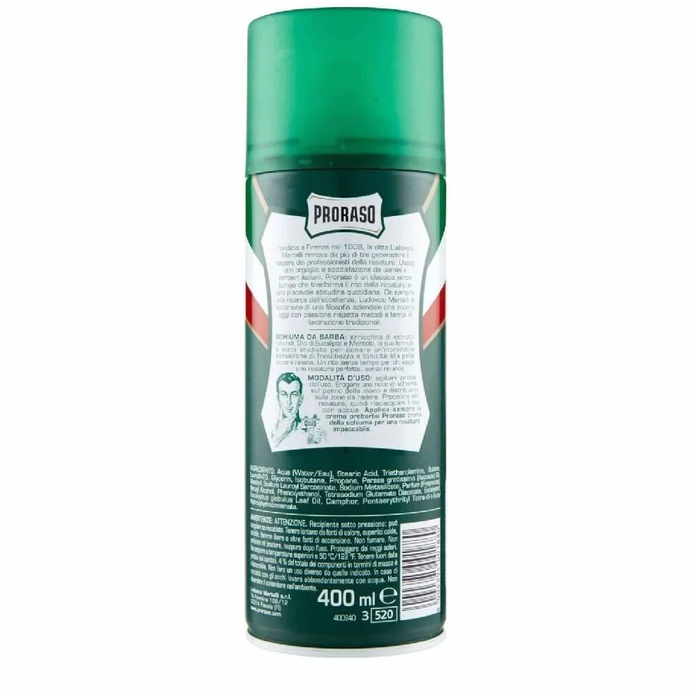 Lote de 3 espumas de afeitar Proraso - Verde - 400 ml