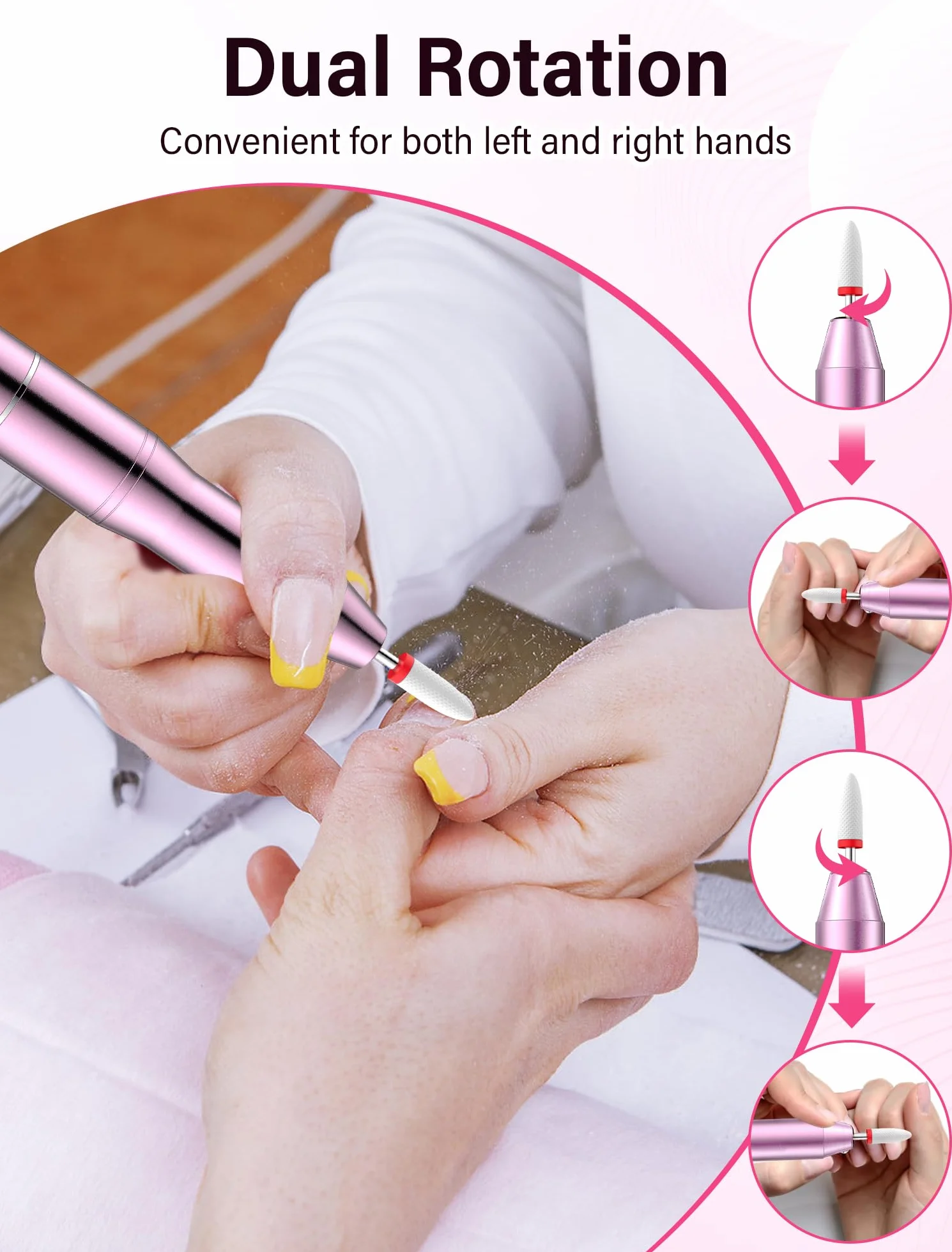 Torno para Uñas,35000RPM Torno para Uñas Profesional,Lima Eléctricas Uñas sin Cable, Velocidad Ajustable, Recargable por USB, para Salón DIY,Manicura y Pedicura