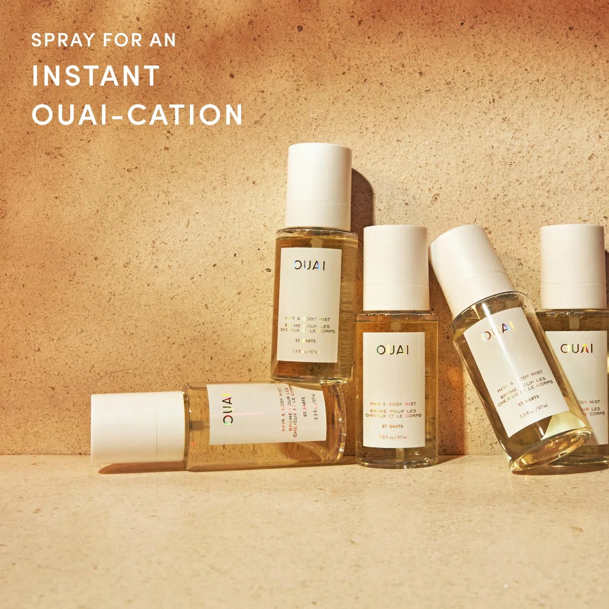 OUAI Bruma capilar y corporal St. Barts - Perfume para el cabello y spray corporal con aroma tropical - Notas de fruta del dragón, flor de azahar, nardo y almizcle (236ml)