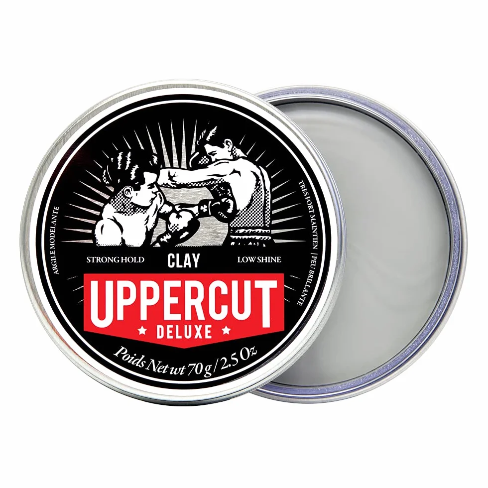 Uppercut Deluxe Clay, Producto Profesional a Base de Agua para un Acabado de Aspecto Natural, Fijación Fuerte y Brillo Bajo, Producto para el Cabello de Hombre 70g