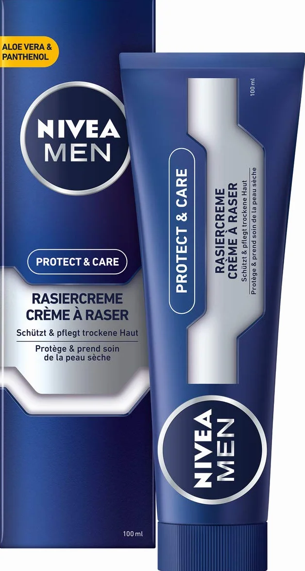 Nivea Men - Crema de afeitar Protect & Care en caja de 1 unidad (1 x 100 ml), con espuma cremosa para un afeitado suave, crema de afeitado suave para hombre