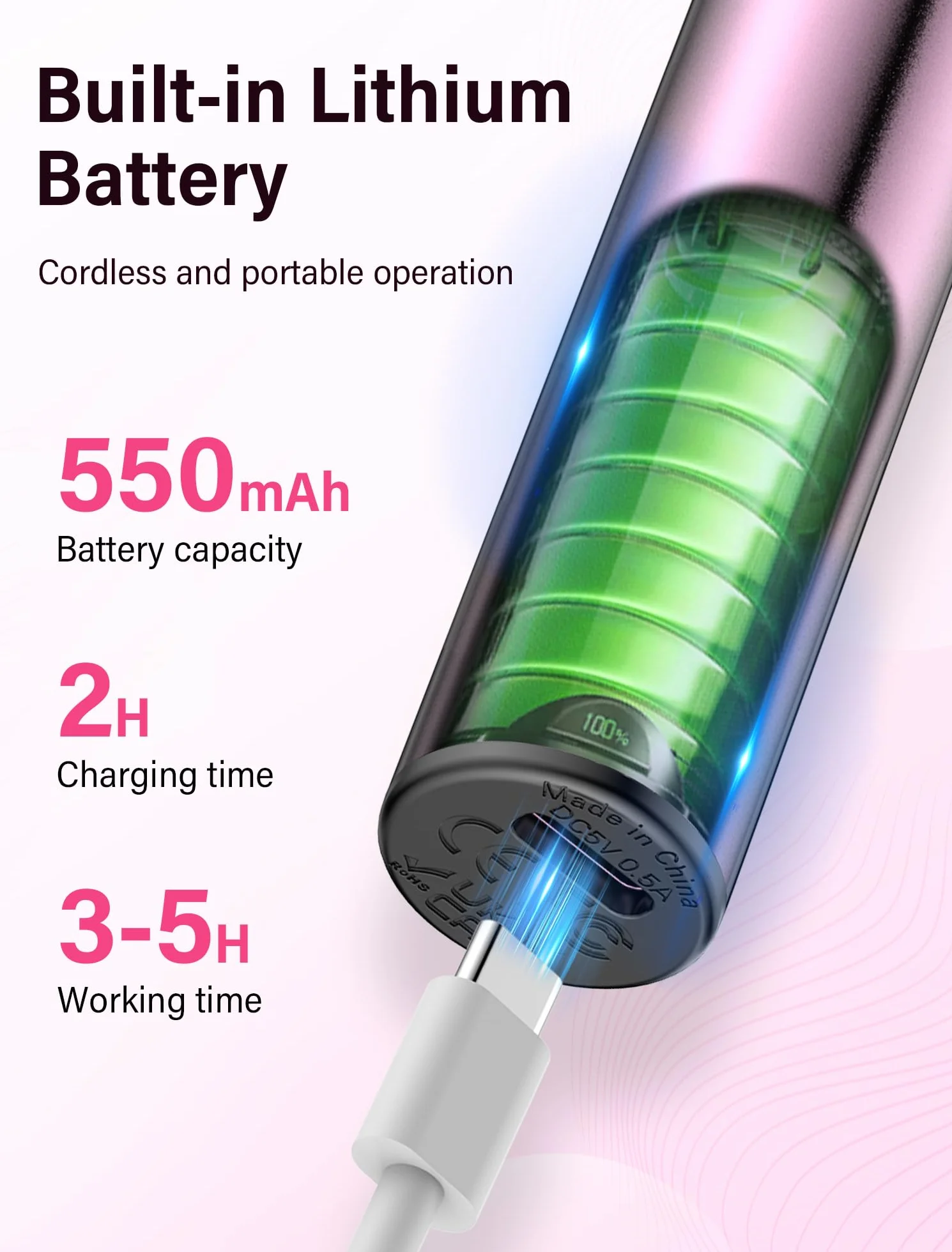 Torno para Uñas,35000RPM Torno para Uñas Profesional,Lima Eléctricas Uñas sin Cable, Velocidad Ajustable, Recargable por USB, para Salón DIY,Manicura y Pedicura