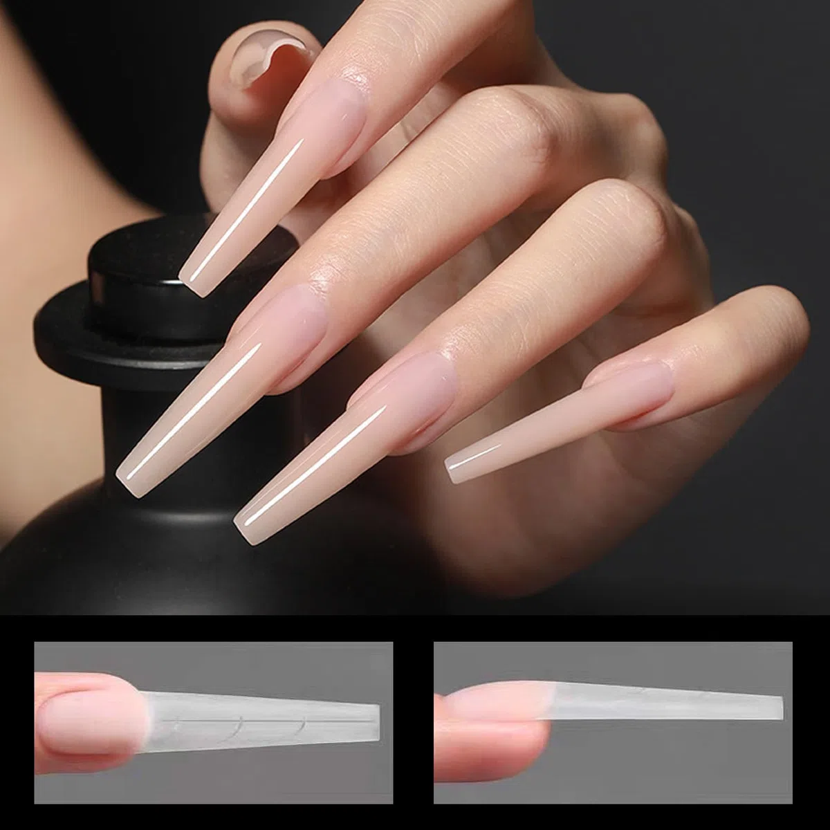 Juego de 240 uñas de doble punta, formas de sándwich para uñas postizas, juego de extensiones de uñas de gel para extensiones de uñas francesas, arte de uñas DIY (forma trapezoidal disponible)