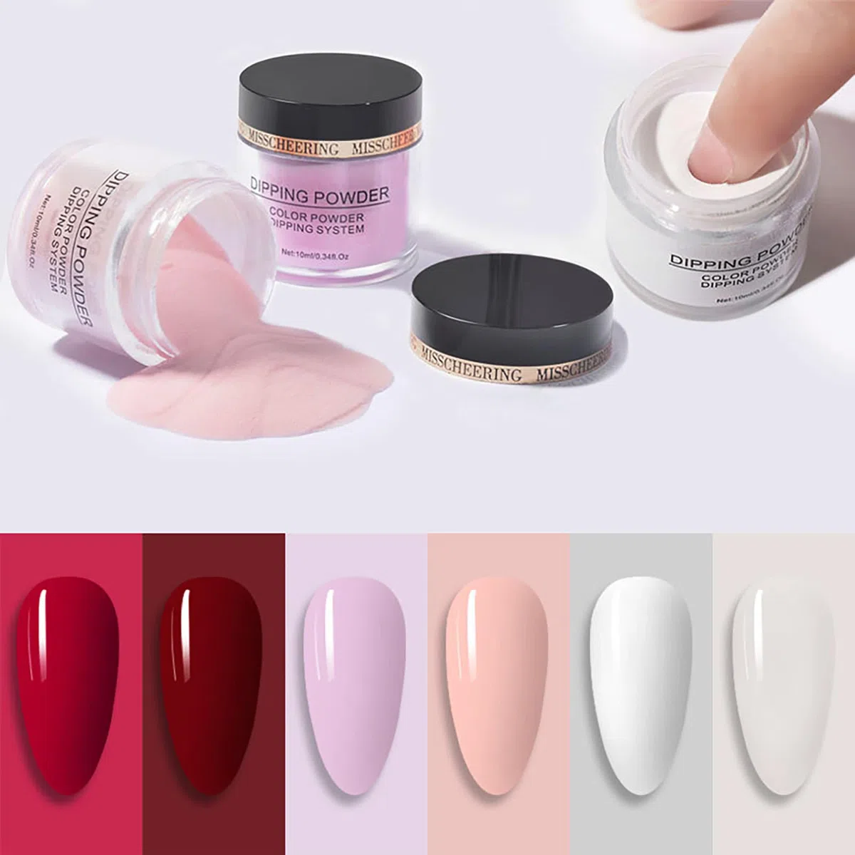 6 Colores Kit de Polvo de Inmersión de Uñas, con Cepillo para Polvo, para Arte de Uñas Francesa Manicura DIY Salon Kit, Regalo para Niñas y Mujeres, #011