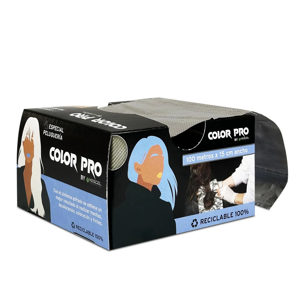 Papel Aluminio Peluquería Profesional 15 cm x 100 m | Papel Aluminio para Mechas, Decoloración, Coloración y Tintes (2 unidades)