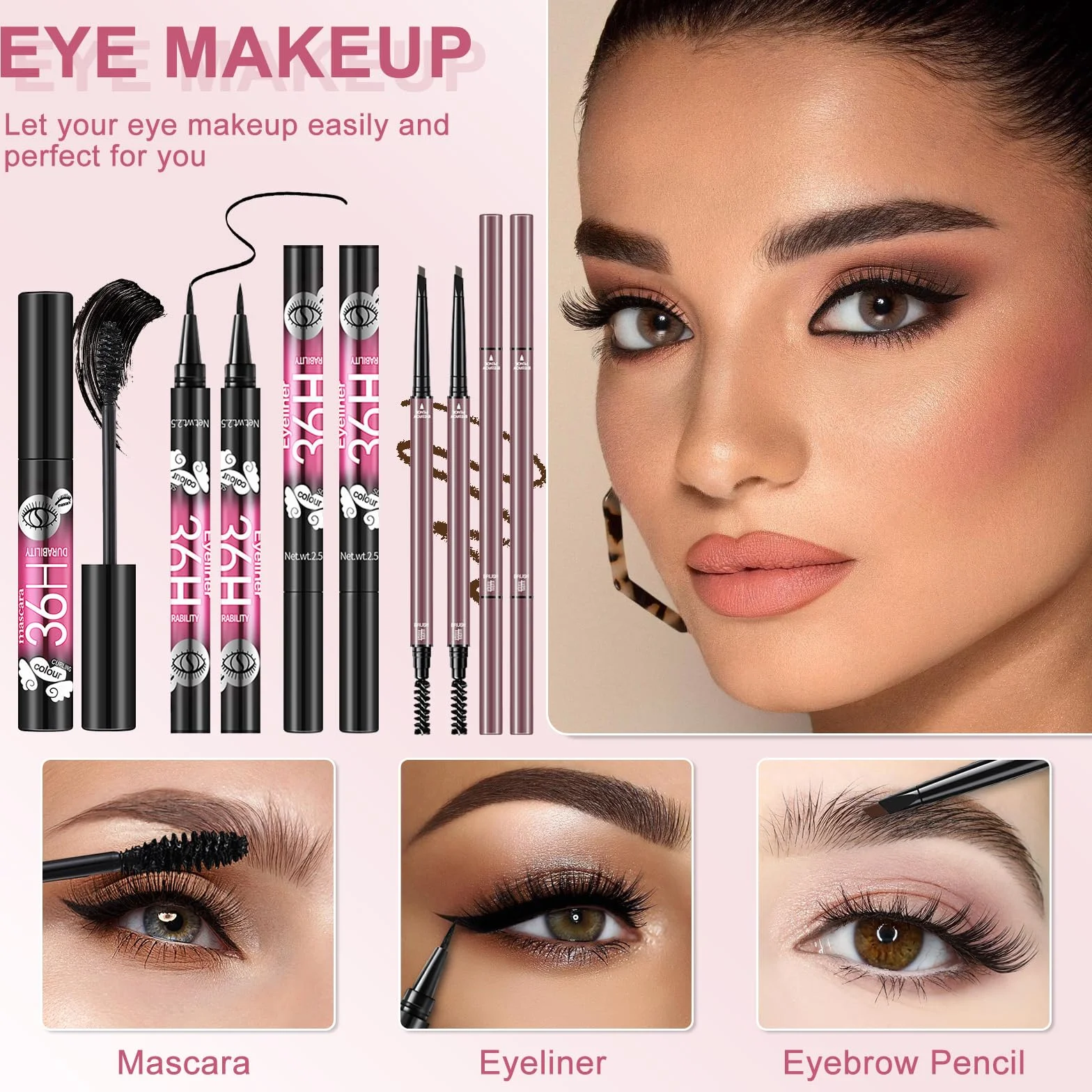 Set Maquillaje Mujer, Kit Maquillaje Profesional Completo, Estuche Regalo Maquillaje Adolescente con Paleta Sombras de Ojos Paleta de Corretores Contorno Fondo Mascara Brillo Labial Línea Ojos