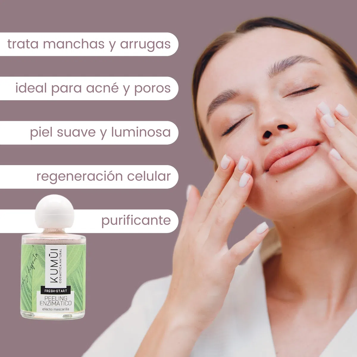 Peeling enzimatico doble acción 1) Exfoliante + 2) Mascarilla - Rejuvenece la piel, trata Manchas, Marcas y Acne - Cara Suave y Luminosa-100% Natural-BIO-Vegano- formato polvo-PREMIO INTERNACIONAL