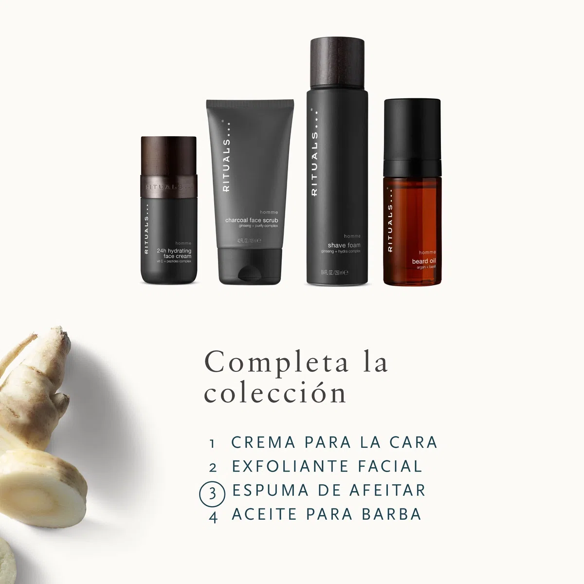 Crema de Afeitar RITUALS Homme Collection, con Ginseng - Propiedades Hidratantes y Tonificantes con Complejo Hidratante