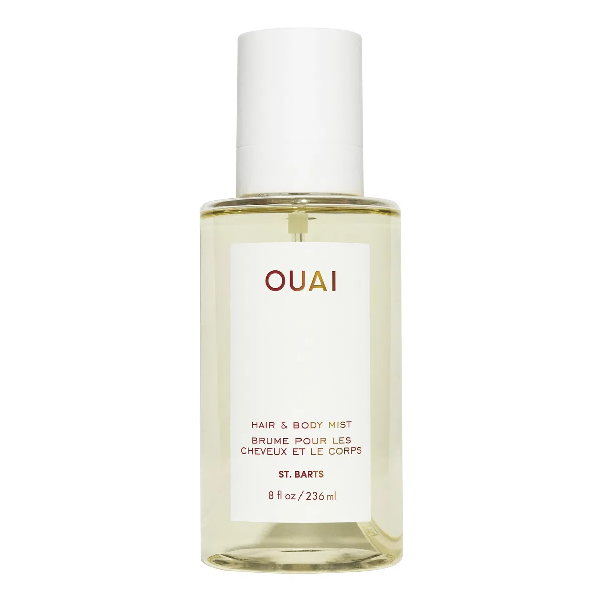 OUAI Bruma capilar y corporal St. Barts - Perfume para el cabello y spray corporal con aroma tropical - Notas de fruta del dragón, flor de azahar, nardo y almizcle (236ml)