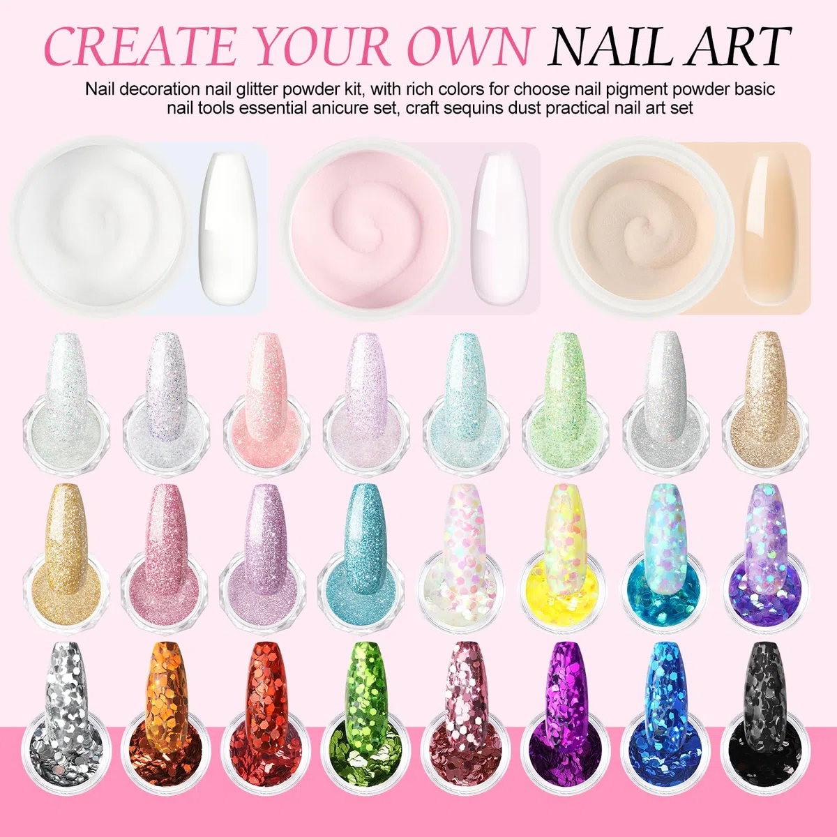 Peacecolor Kit Uñas Acrílicas con 6W Lampara Uñas, 27Pcs Acrilico para Uñas Profesional con 30ml Monomero, Kit de Acrílico Para Extensión de Uñas Acrílicas para Principiantes, Blanco Rosa Nude