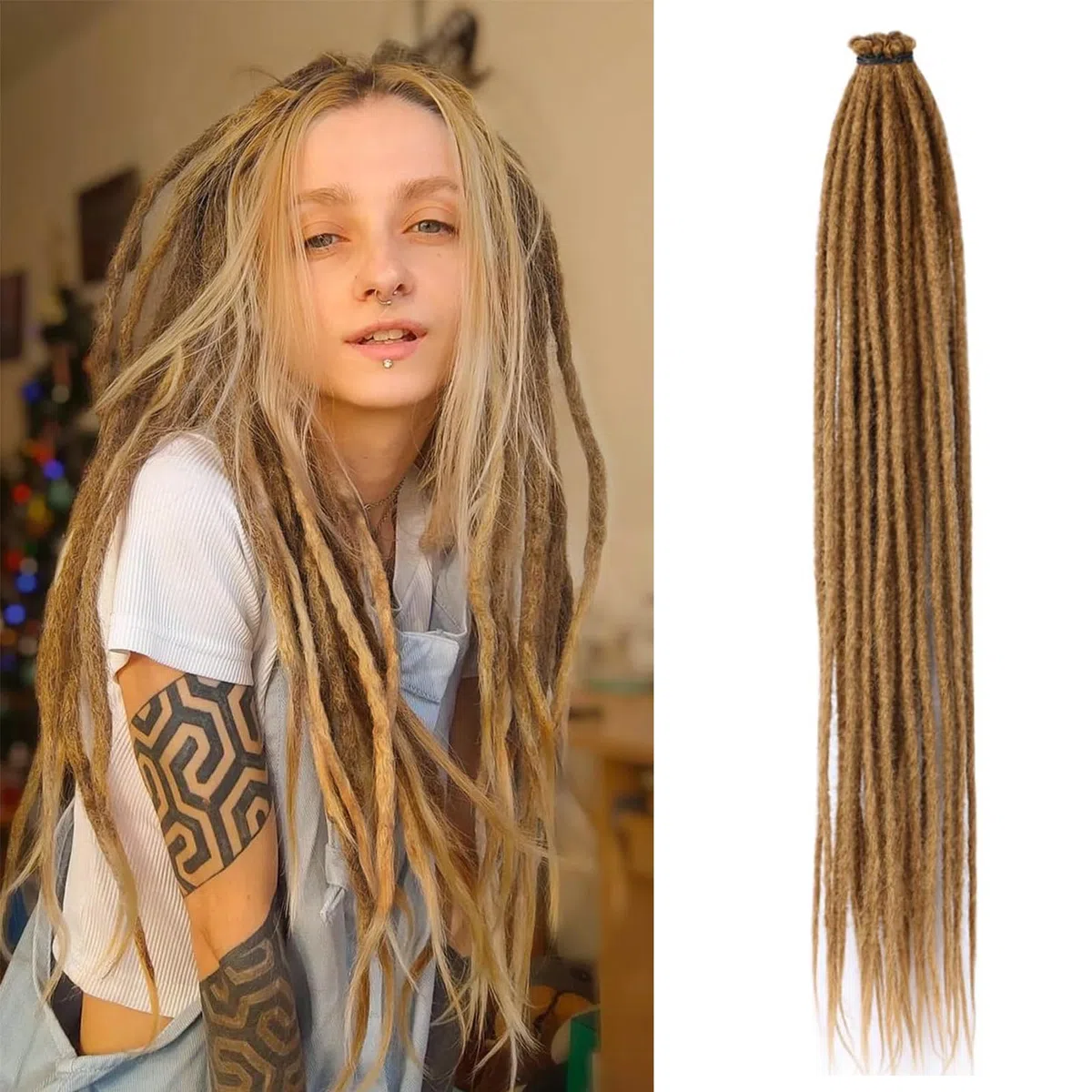 20 Strands Dreadlock Extensions 24 Inch Synthetic Hippie Single Ended Dreads Ginger 0.6 cm Width Loc Extensions Reggae Style Crochet Hair for Women (27)