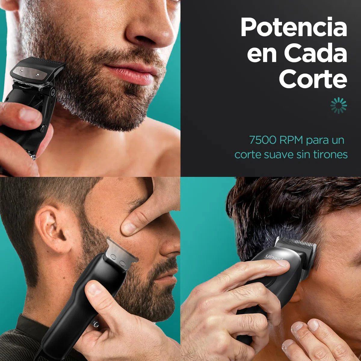 Maquina de Cortar Pelo Hombre, Yineel W6 Kit Profesional Inalámbrico de Cortadora y Recortadora de Cabello y Barba- Ideal para Corte de Cabello, Barba y Uso en Niños - Regalo Perfecto