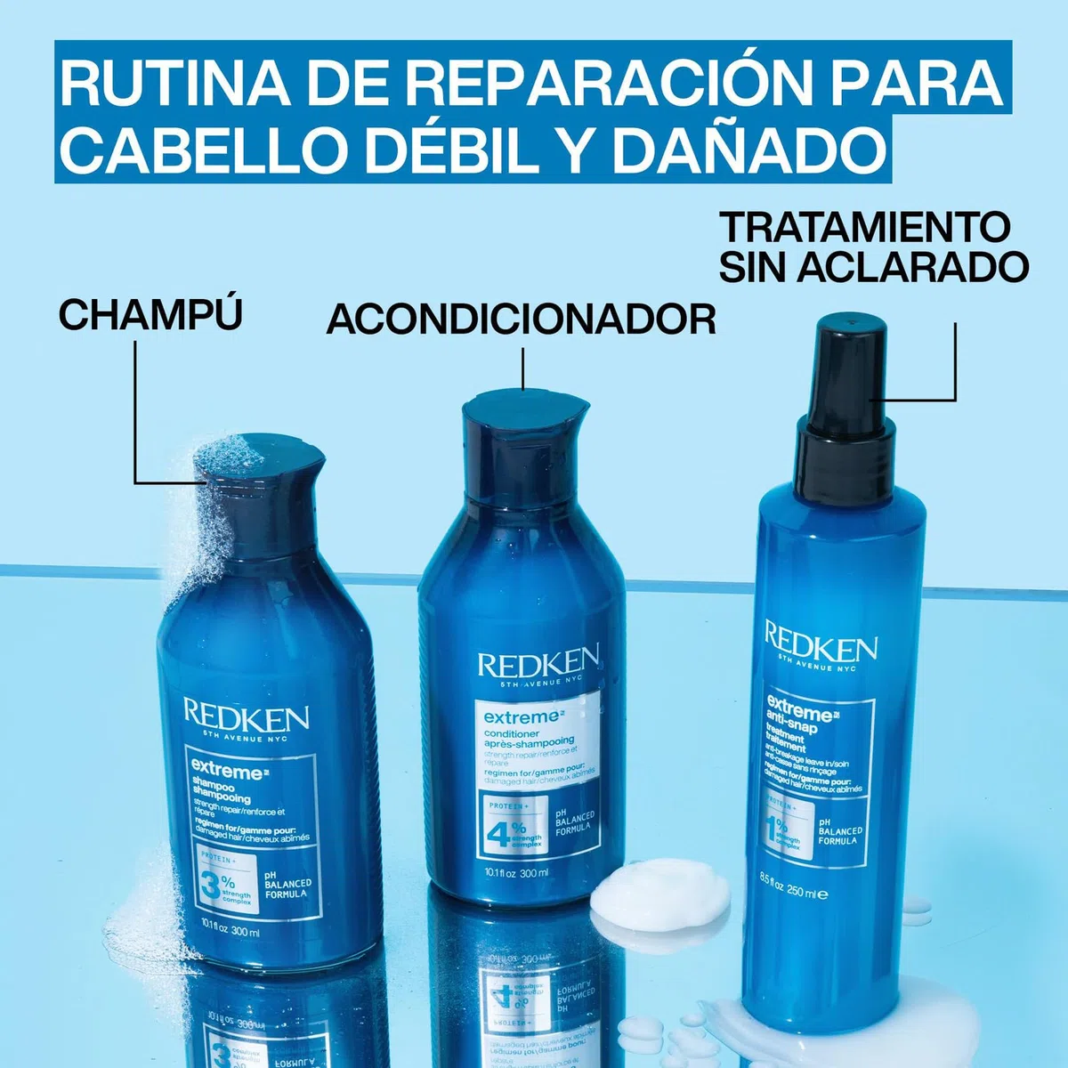 Redken, Acondicionador Reparador con Proteínas para Cabello Dañado, Extreme