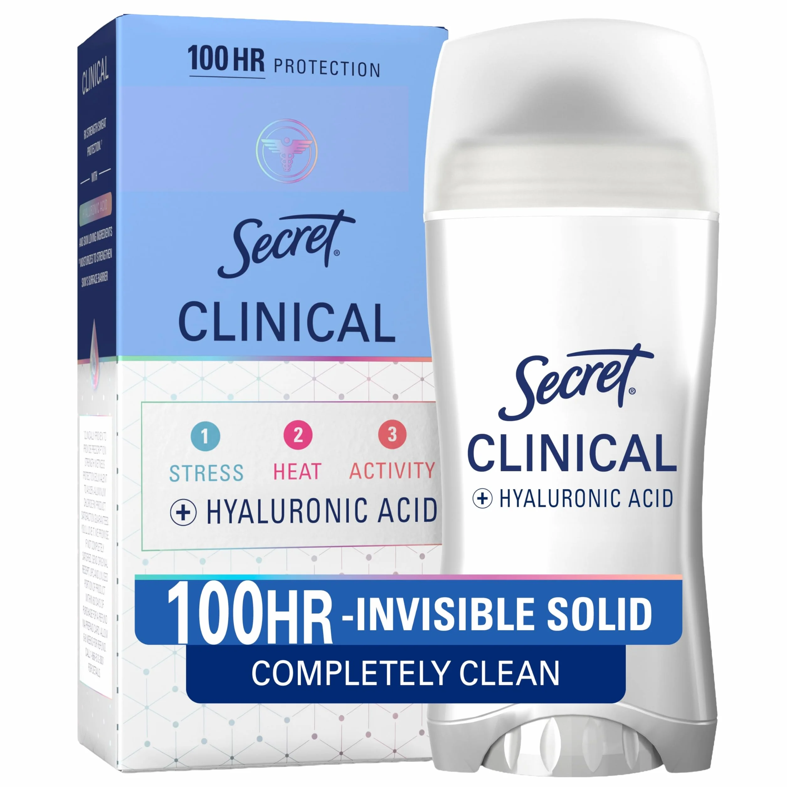 Secret Desodorante y antitranspirante de fuerza clínica para mujeres, sólido invisible, completamente limpio, 2.5 onzas