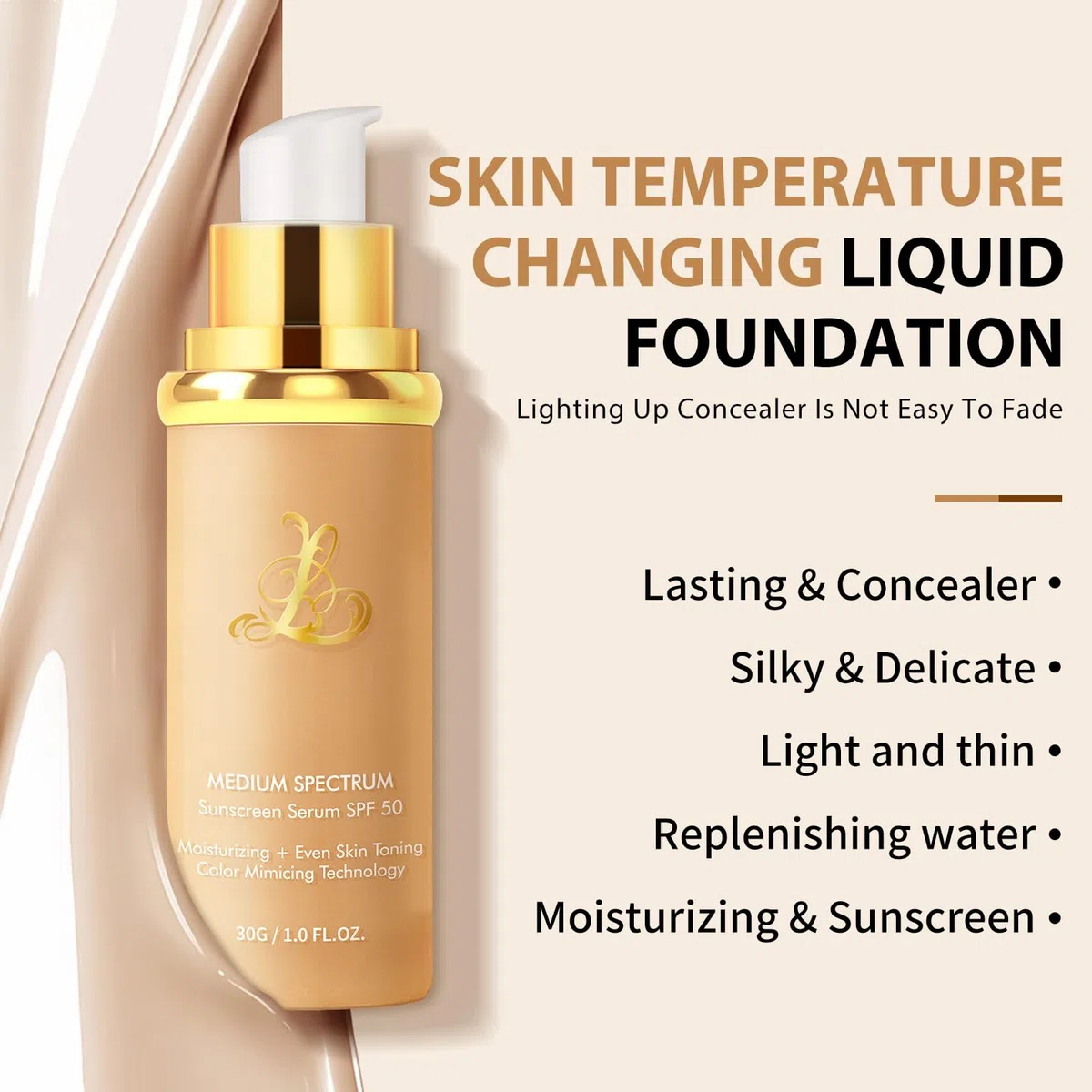 Infinite Love Maquillaje | Base De Maquillaje Antiedad Con SPF 50 – Se Adapta A Tu Tono De Piel(color trigo(1PCS))