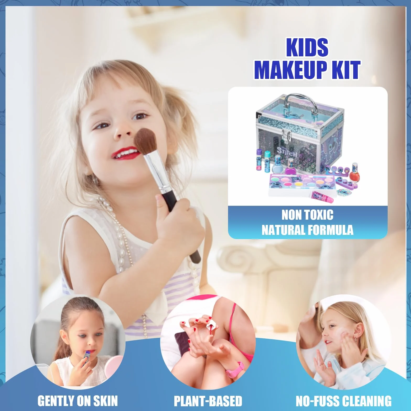 Stitch Set Maquillaje Niñas Gloss y Esmalte con Maletín Belleza
