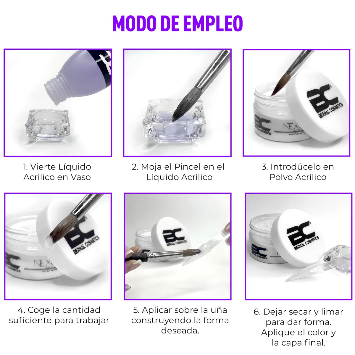 Polvo Acrílico - French White (Blanco) 200g | Acryl Powder French White | Bernal Cosmetics