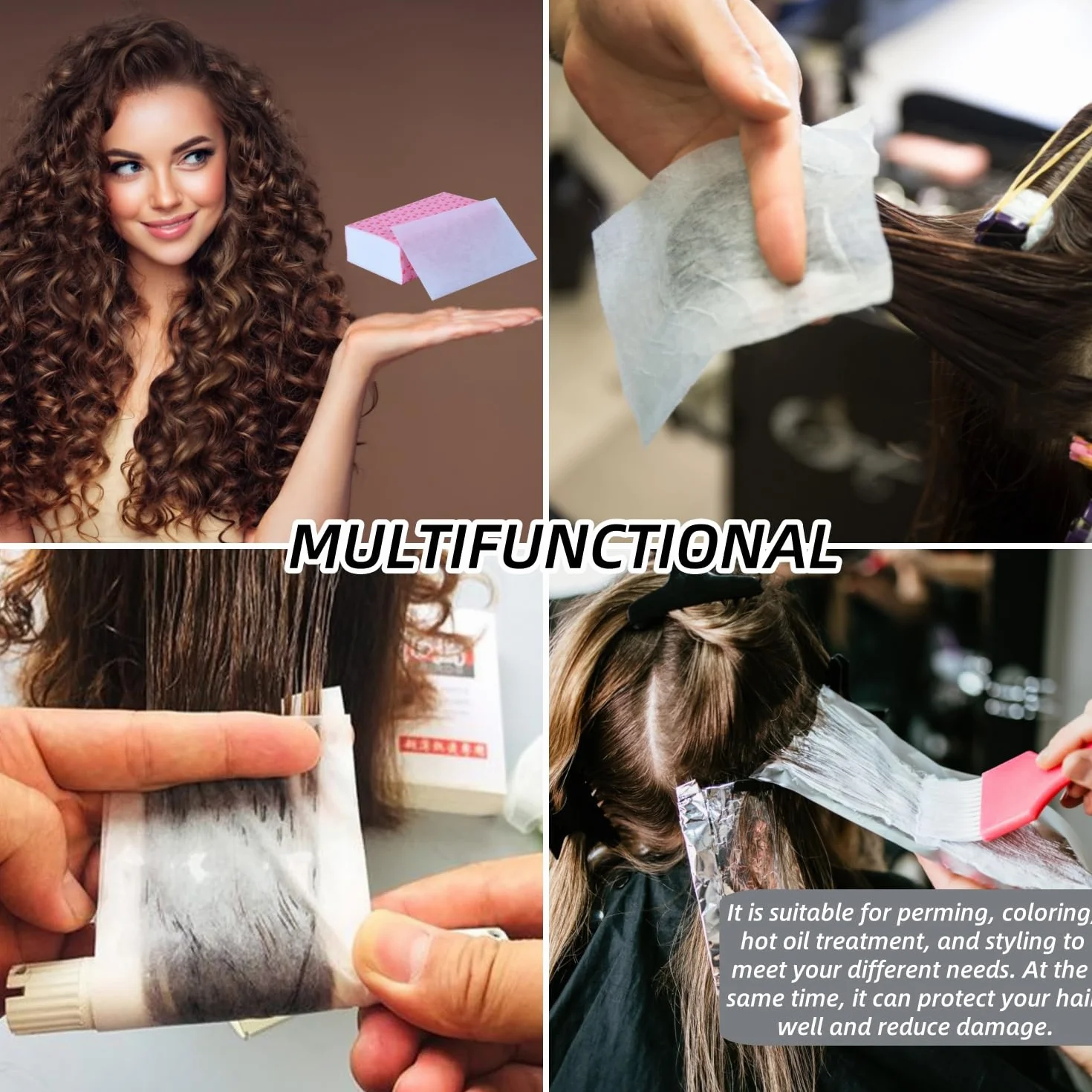 300 Hojas Papel Desechable para la Permanente del Cabello, Papel Permanente para el Cabello, Herramientas de Aseo Personal para Peluquería, Tienda de Estilista Profesional