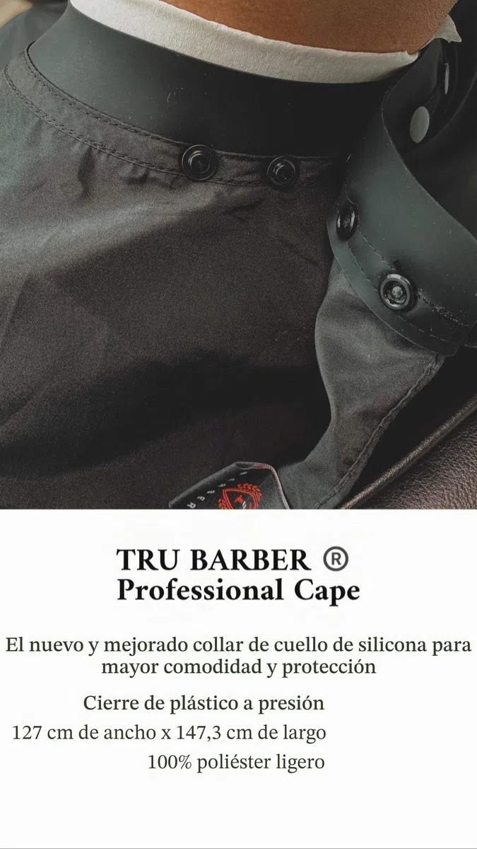 TRU BARBER Premium Capa de Peluqueria con cuello de silicona Unisex adulto (Pack de 1)