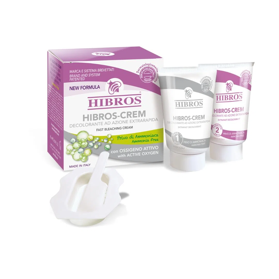12 x Hibros Crema Decolorante sin amoniaco 2 tubos x 30 ml)