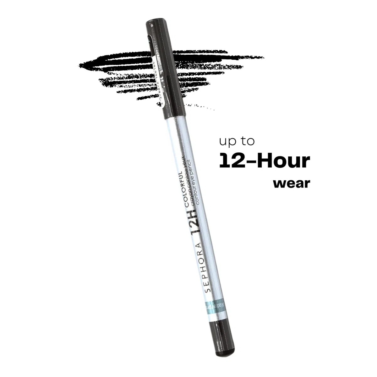 Sephora 12H colorido lápiz de contorno de ojos impermeable – 01 encaje negro 0.3 oz
