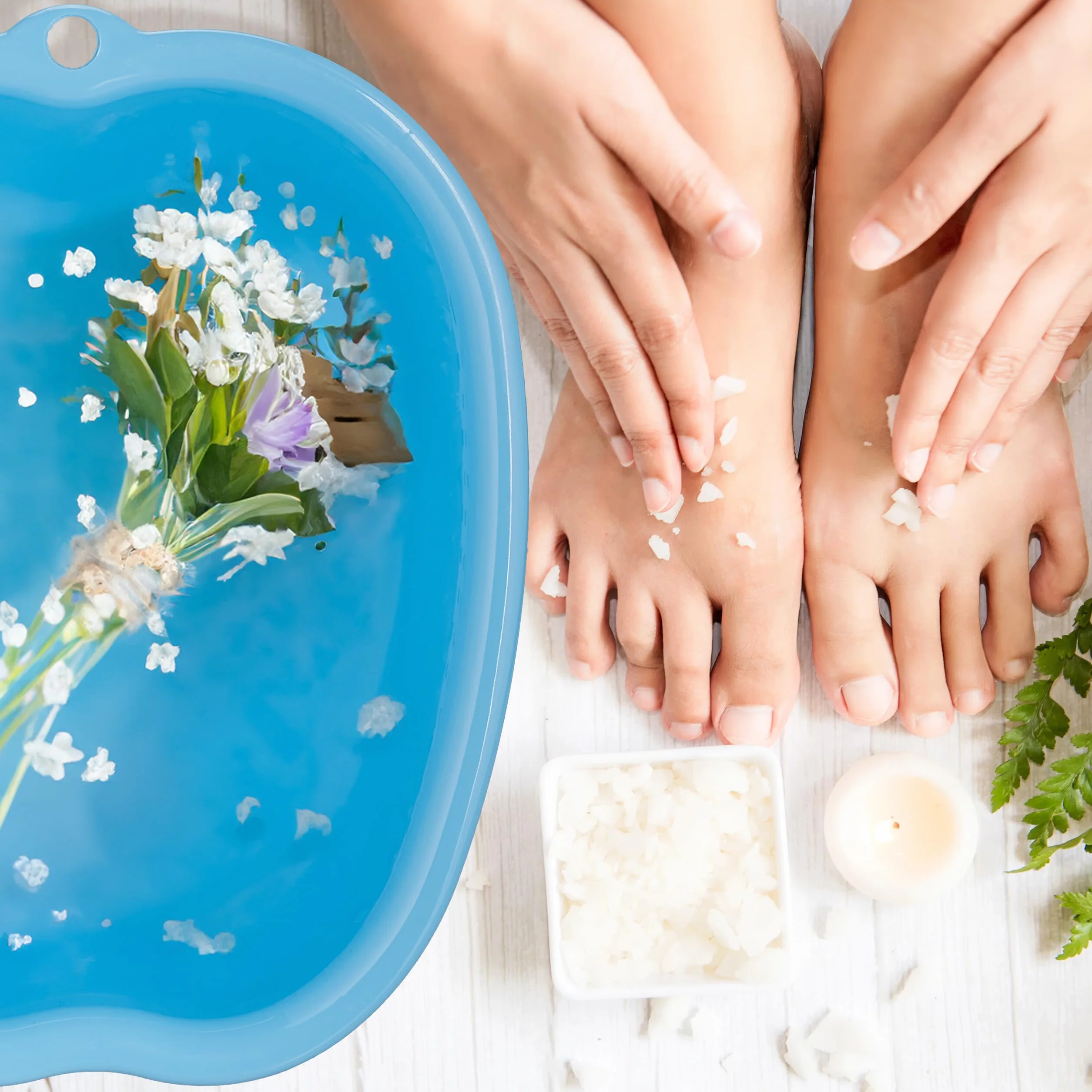 Relaxdays Cuenco Baño de Pies, Barreño Pedicura Plástico, Pediluvio, Bañera Pedicura, Foot SPA, 15 x 33 x 38 cm, Azul
