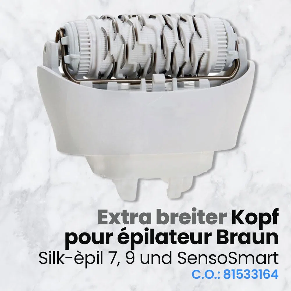 Anakel Home Repuesto Cabezal Depilación 81533164 Compatible con Braun Silkepil 7, Silkepil 9, Xpressive y SensoSmart, Cabezal Extra Ancho, Color Blanco