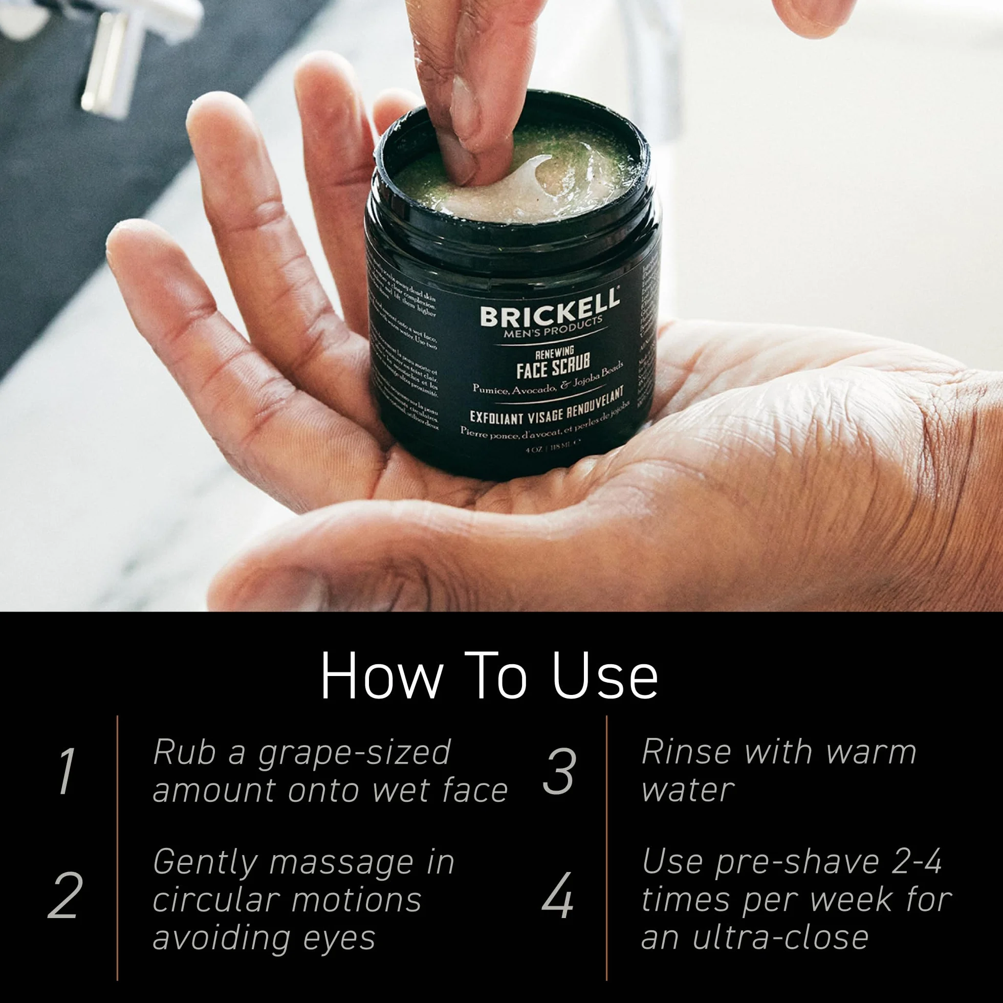 Brickell Men’s Exfoliante Facial Renovador, Exfoliante Facial Exfoliante Profundo Natural y Orgánico, 118ml