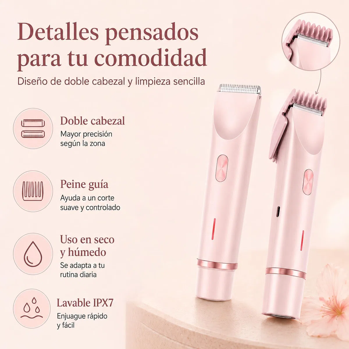 Sanuvia Depiladora Íntima,Afeitadora Eléctrica Para Mujer,Herramienta de Cuidado para Zonas Sensibles, Depilación Suave sin Irritaciones, Diseño Impermeable (Blanco)