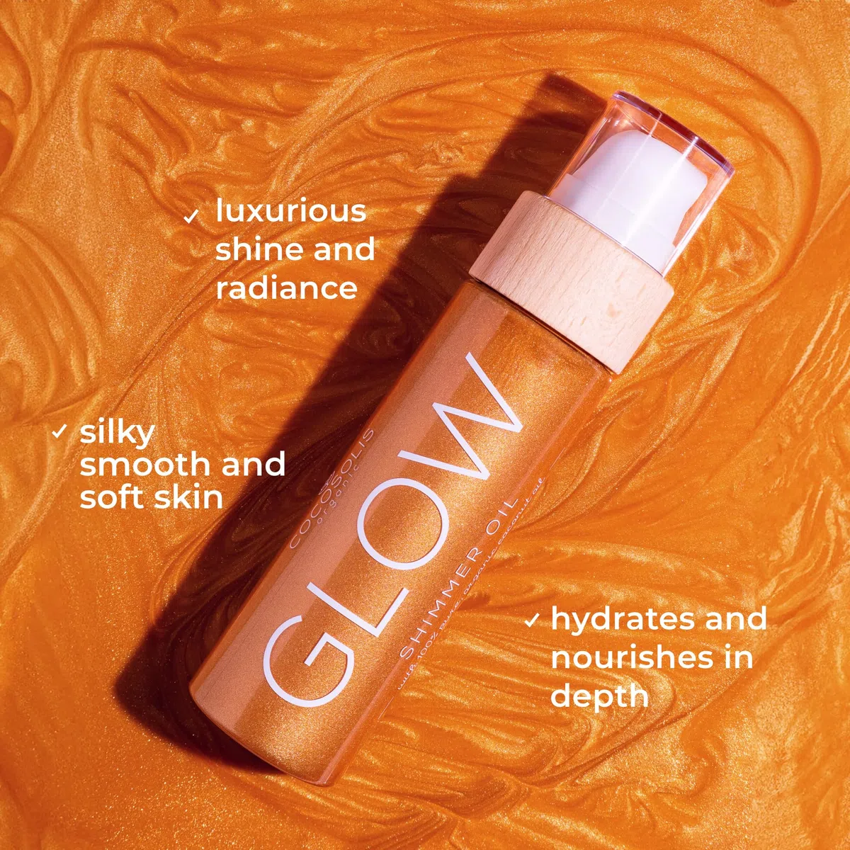 COCOSOLIS Glow Aceite Brillante - Hidratante Bio Oil - Brillo bronceador para rostro y cuerpo - Nuevo aroma de galletas (110 ml)