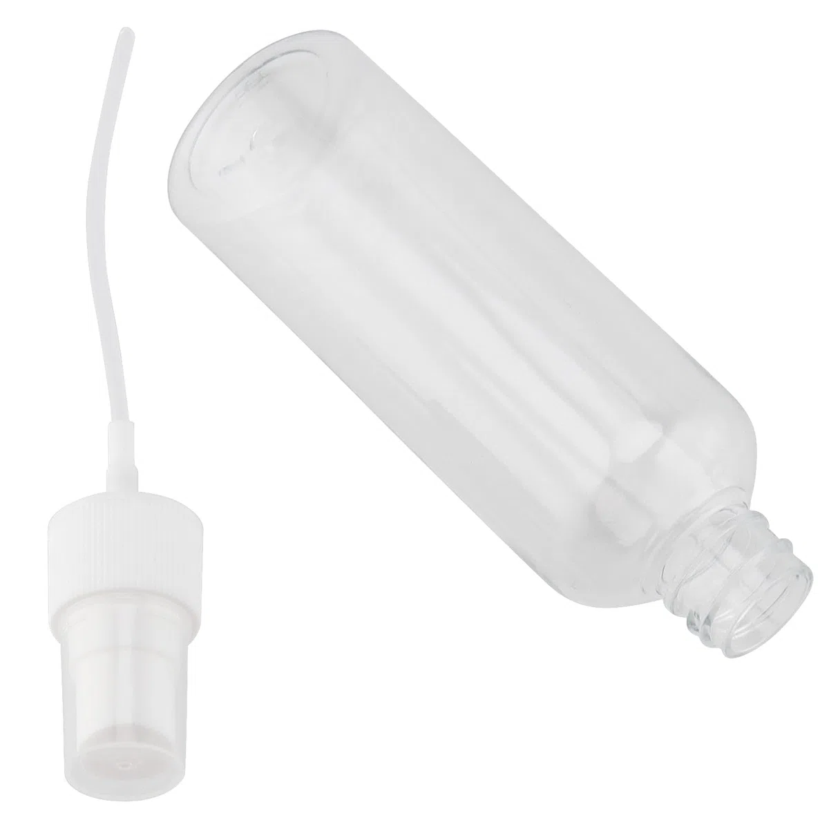 LEXININ 30 botellas de spray de plástico transparente de 100 ml, botellas de spray transparentes con tapas, pequeña botella de spray vacía para limpieza, viajes
