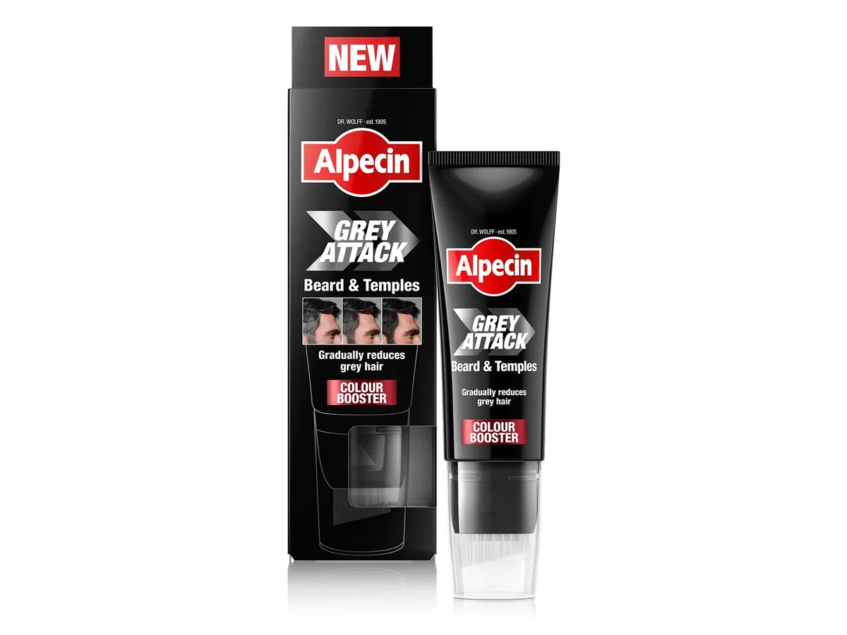 Alpecin Grey Attack Barba y Patillas Colour Booster 50 ml – Reduce gradualmente las canas con resultado natural sin efecto tinte para hombres