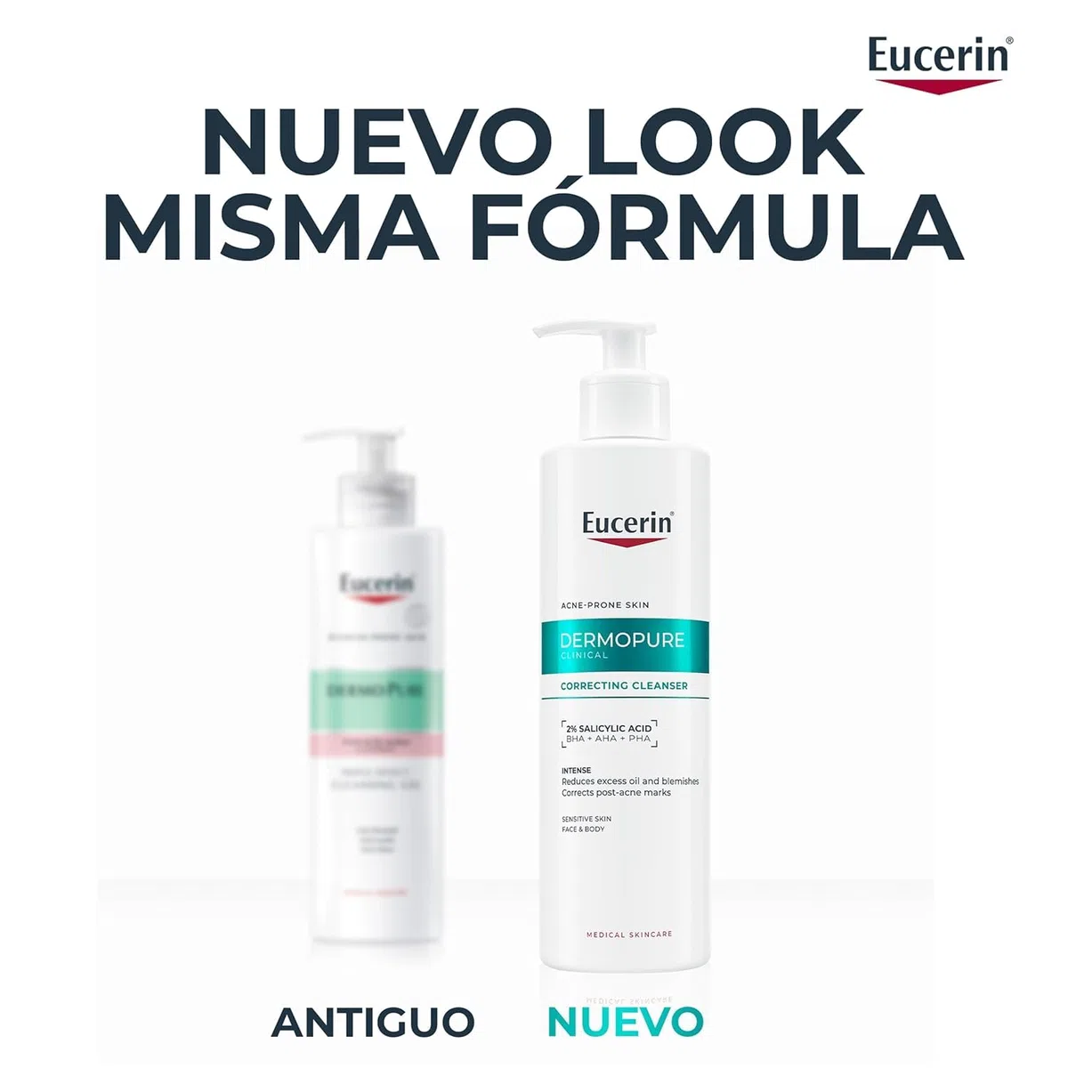 Eucerin DermoPure Clinical Gel Limpiador Corrector (400 ml), limpiador facial y corporal contra manchas, imperfecciones y brillos con Ácido Salicílico, para piel con tendencia acneica