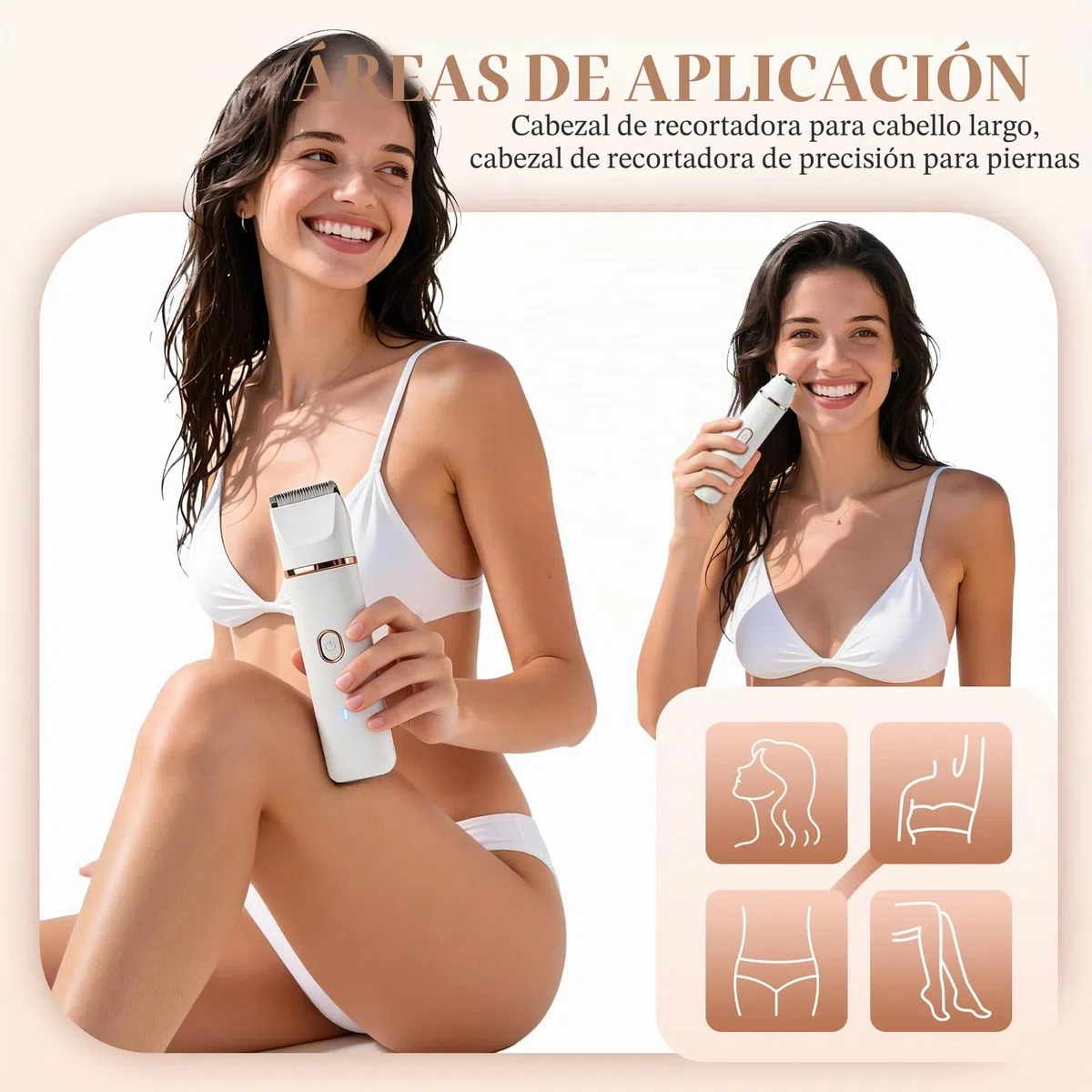 Maquinilla de afeitar para mujer, 3 en 1 para mujeres, depiladora facial para mujeres, recargable con estación de carga USB, afeitadora eléctrica para piernas, brazos y cara, afeitadora impermeable