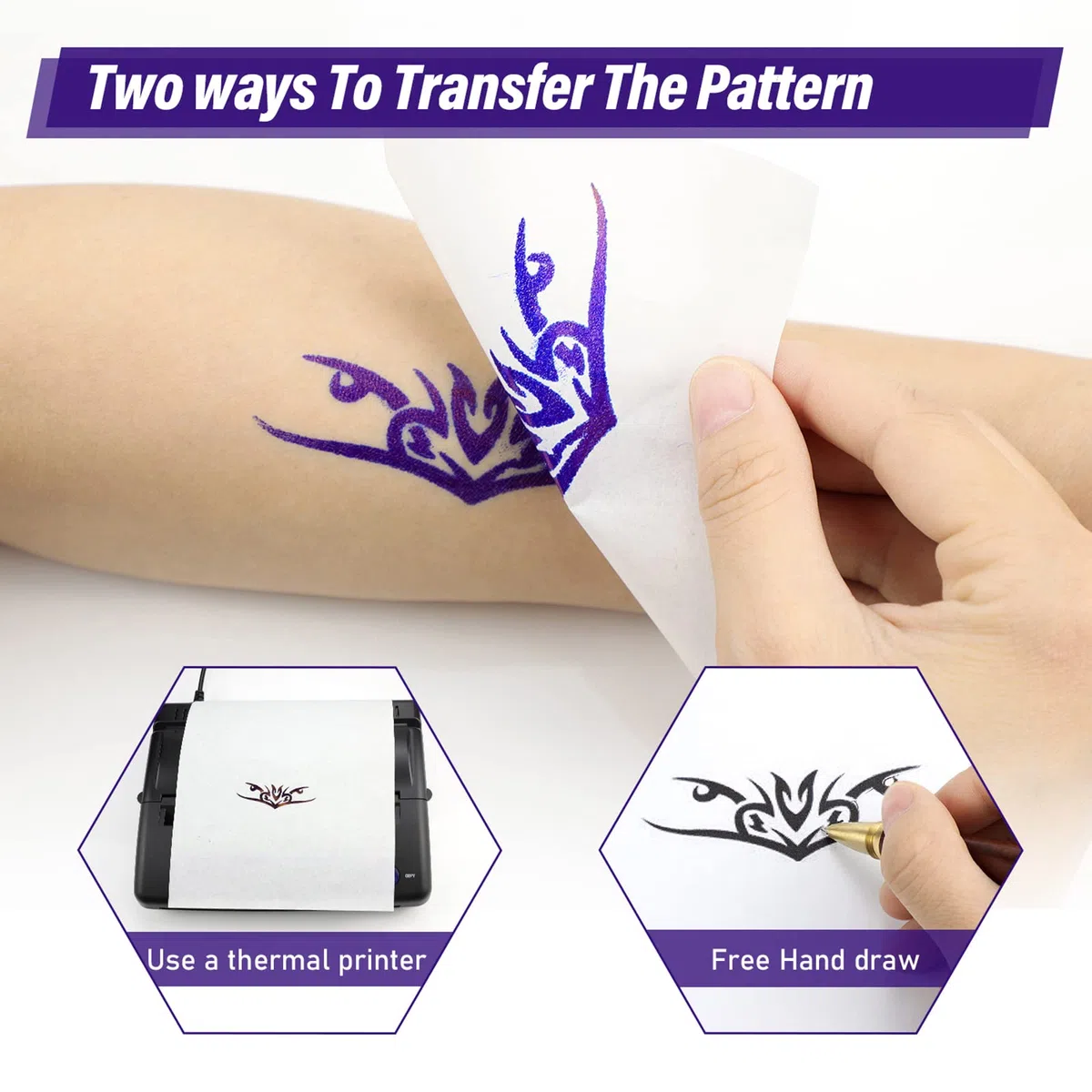 TATELF 120 Hojas Papel de Transferencia de Tatuajes, A4 Papel Calco Tatuaje de 4 Capas, Tattoo Transfer Paper de Grafito para Tattoo Impresora máquina