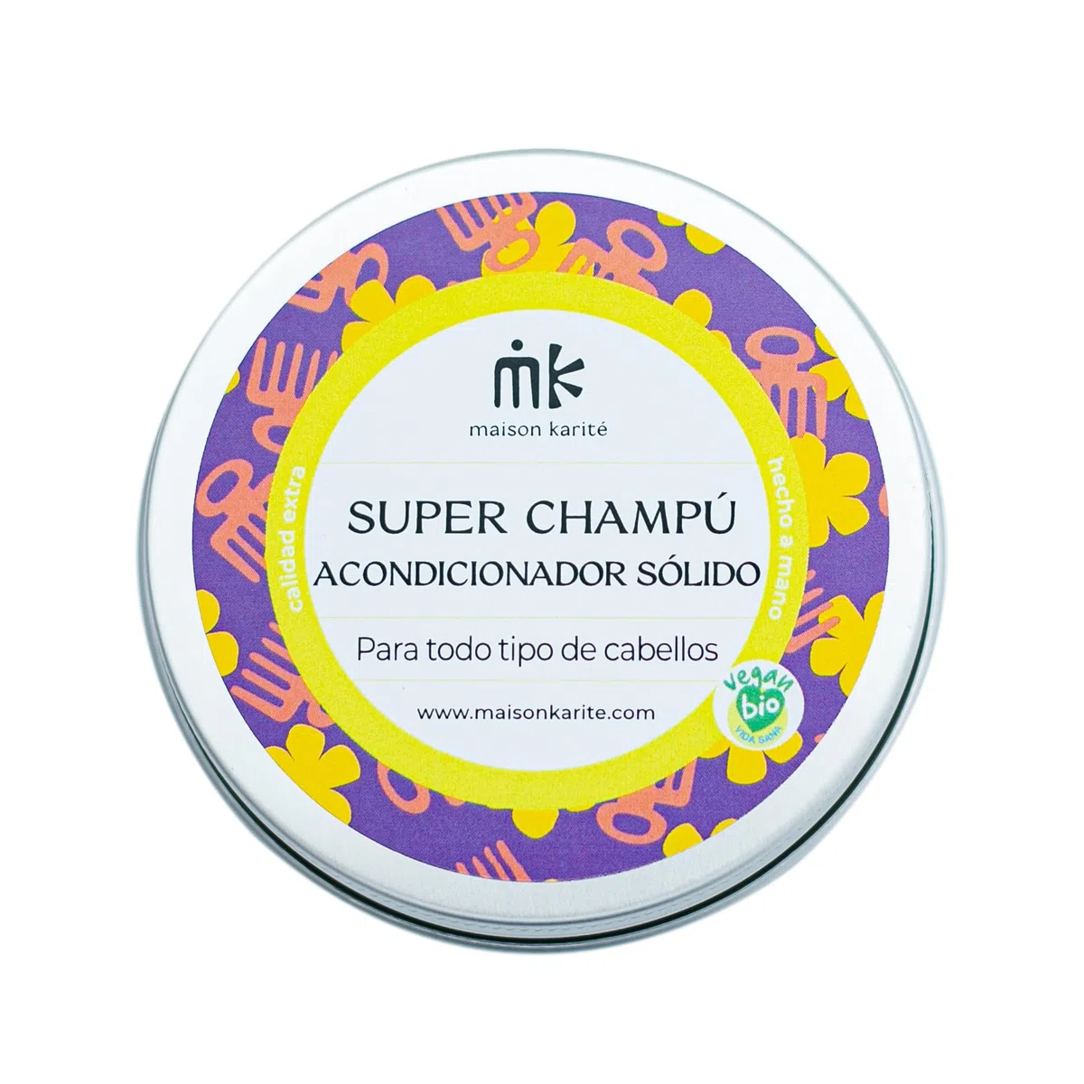 SuperChampú Sólido 2 en 1 | Champú + Acondicionador | Sin Plástico | Vegano | Zero Waste | 75 g ≈ 1 L champú líquido | Maison Karité (Champu Acondicionador Con Lata Aluminio)