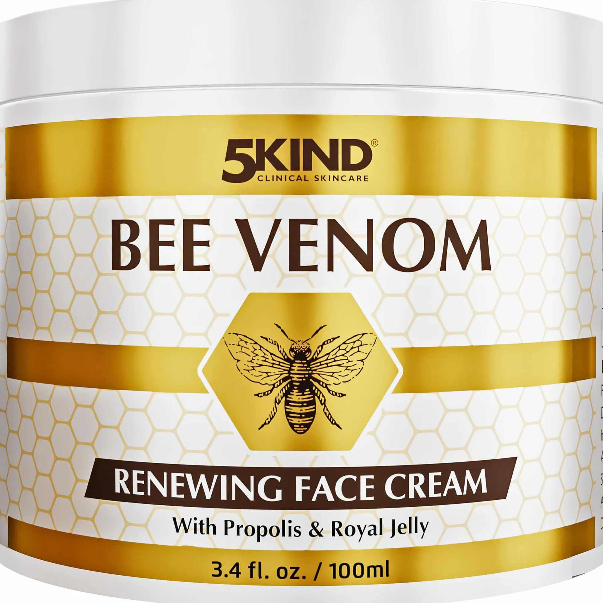 5Kind Crema Facial Renovadora con Veneno de Abeja, Propóleo y Jalea Real 100 ml - Crema Facial Antienvejecimiento con Veneno de Abeja - Crema Antiarrugas con Veneno de Abeja - Bee Venom Cream