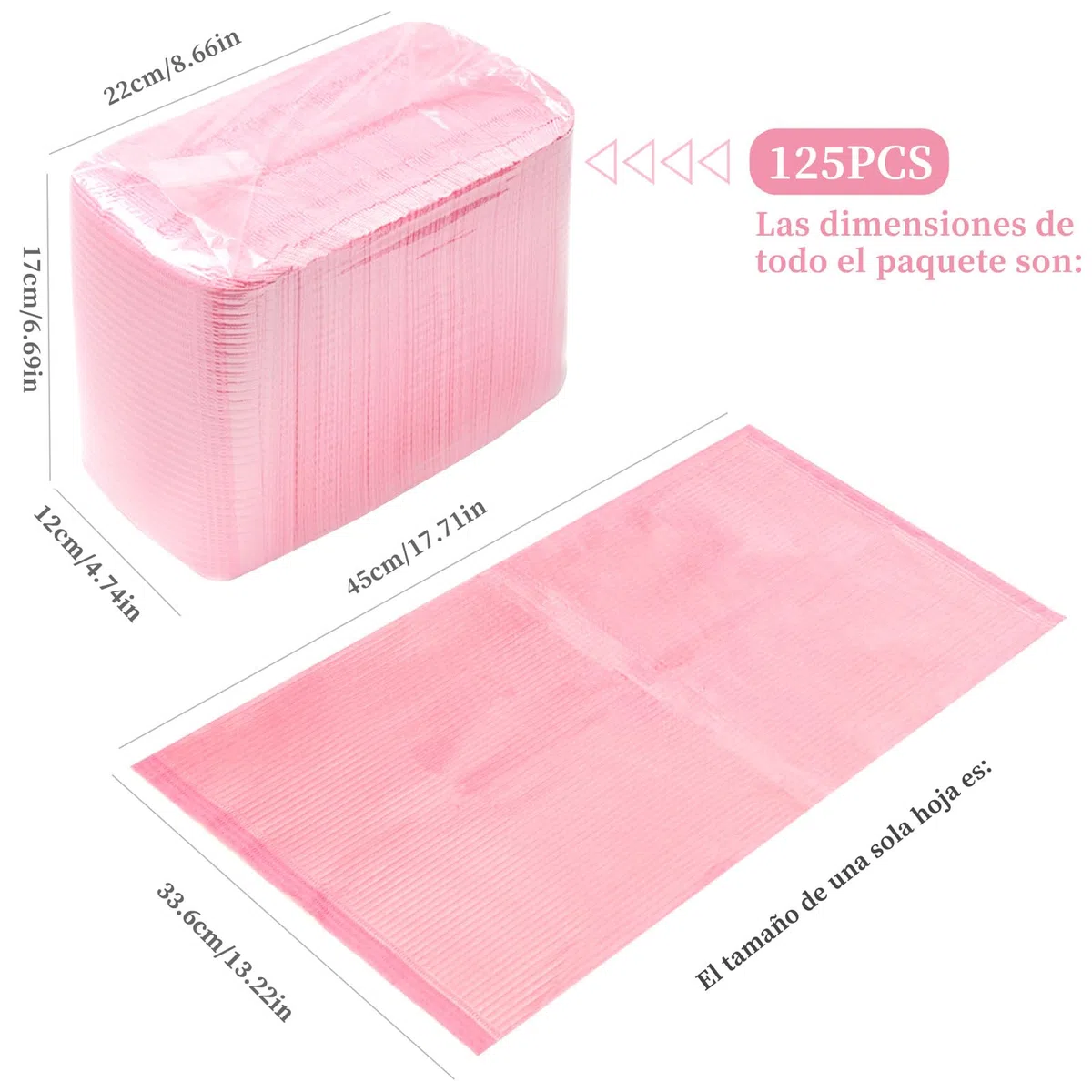 Alfombrilla Desechable de Mesa del Arte de Uñas, Alfombra de 3 Capas Hoja de Papel Estera para Decoración de Uñas, Almohadilla Absorbente del Arte para el Salón Tatuaje Baberos Dental (Rosado)